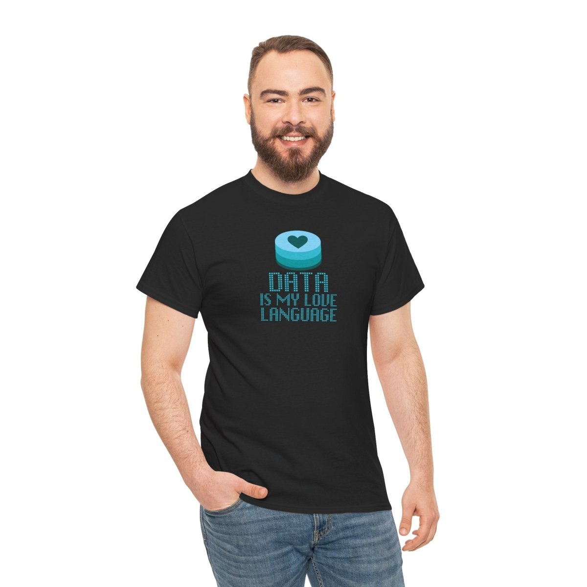 "Data is My Love Language" CW - 4 Casual Unisex Cotton T-Shirt, Tech Enthusiast Gift, Cute Data Lover Apparel, Geeky Gift for Him Her - AI Tee Hero