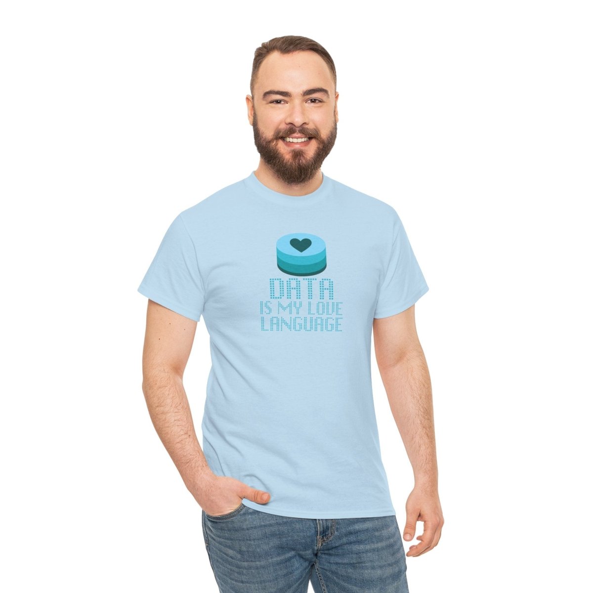"Data is My Love Language" CW - 4 Casual Unisex Cotton T-Shirt, Tech Enthusiast Gift, Cute Data Lover Apparel, Geeky Gift for Him Her - AI Tee Hero