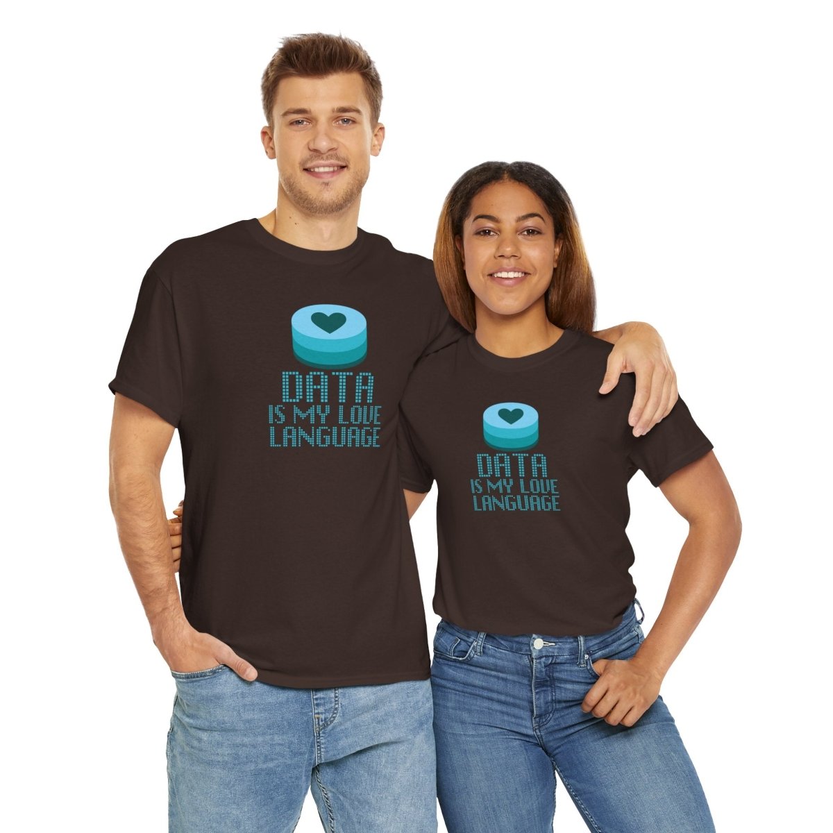 "Data is My Love Language" CW - 4 Casual Unisex Cotton T-Shirt, Tech Enthusiast Gift, Cute Data Lover Apparel, Geeky Gift for Him Her - AI Tee Hero