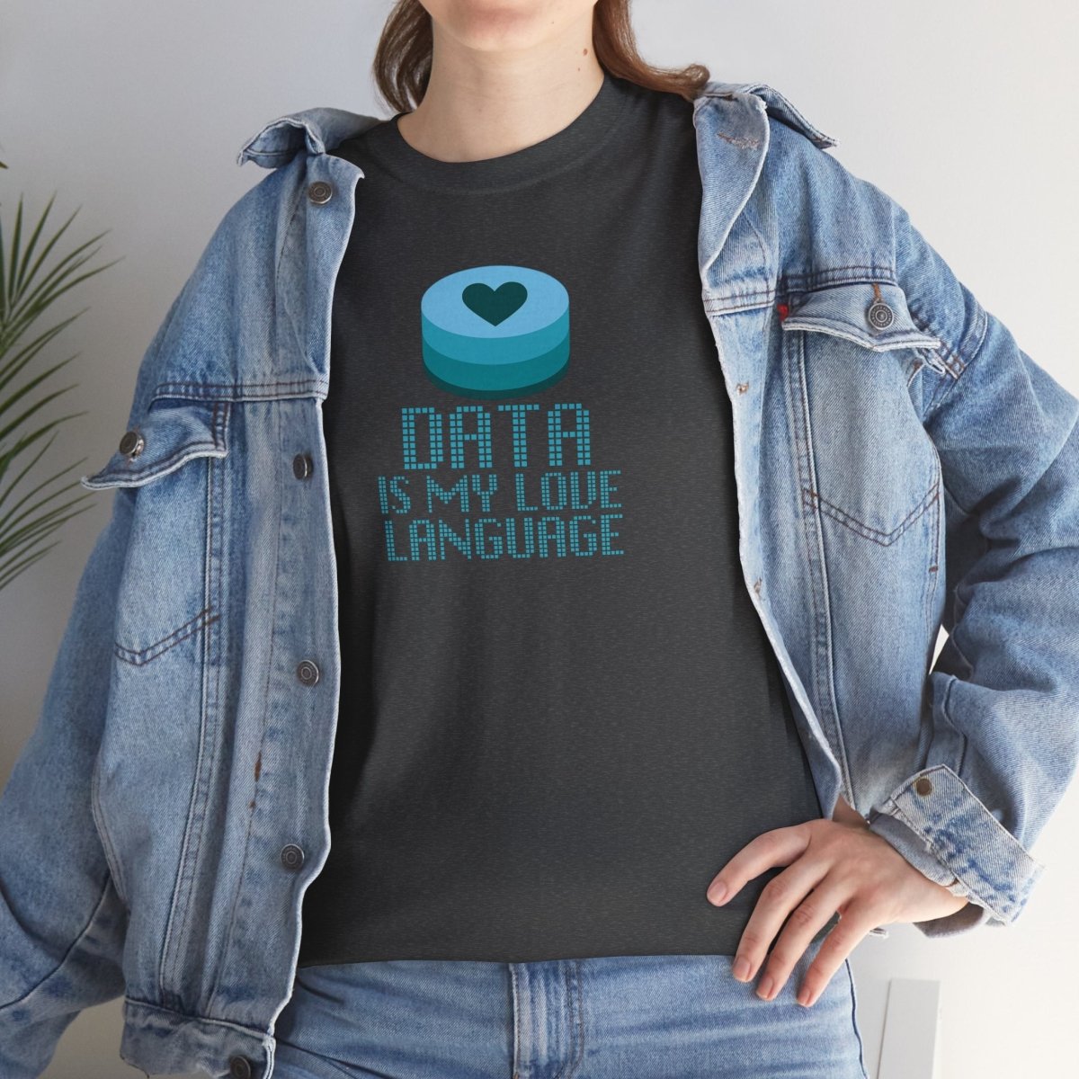 "Data is My Love Language" CW - 4 Casual Unisex Cotton T-Shirt, Tech Enthusiast Gift, Cute Data Lover Apparel, Geeky Gift for Him Her - AI Tee Hero