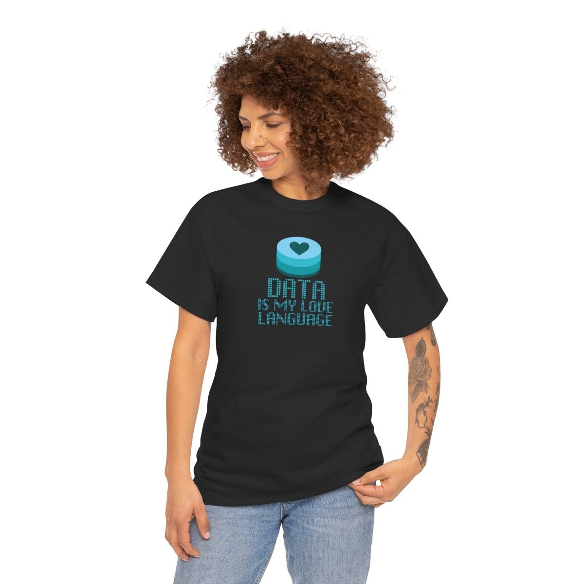 "Data is My Love Language" CW - 4 Casual Unisex Cotton T-Shirt, Tech Enthusiast Gift, Cute Data Lover Apparel, Geeky Gift for Him Her - AI Tee Hero