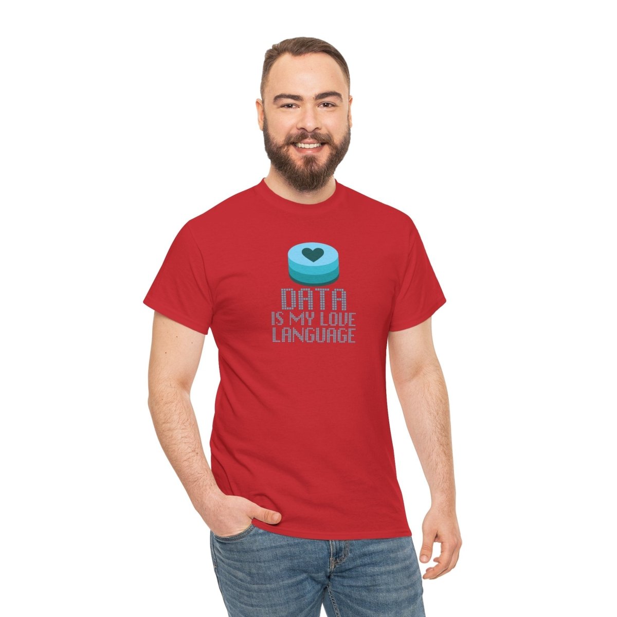 "Data is My Love Language" CW - 4 Casual Unisex Cotton T-Shirt, Tech Enthusiast Gift, Cute Data Lover Apparel, Geeky Gift for Him Her - AI Tee Hero