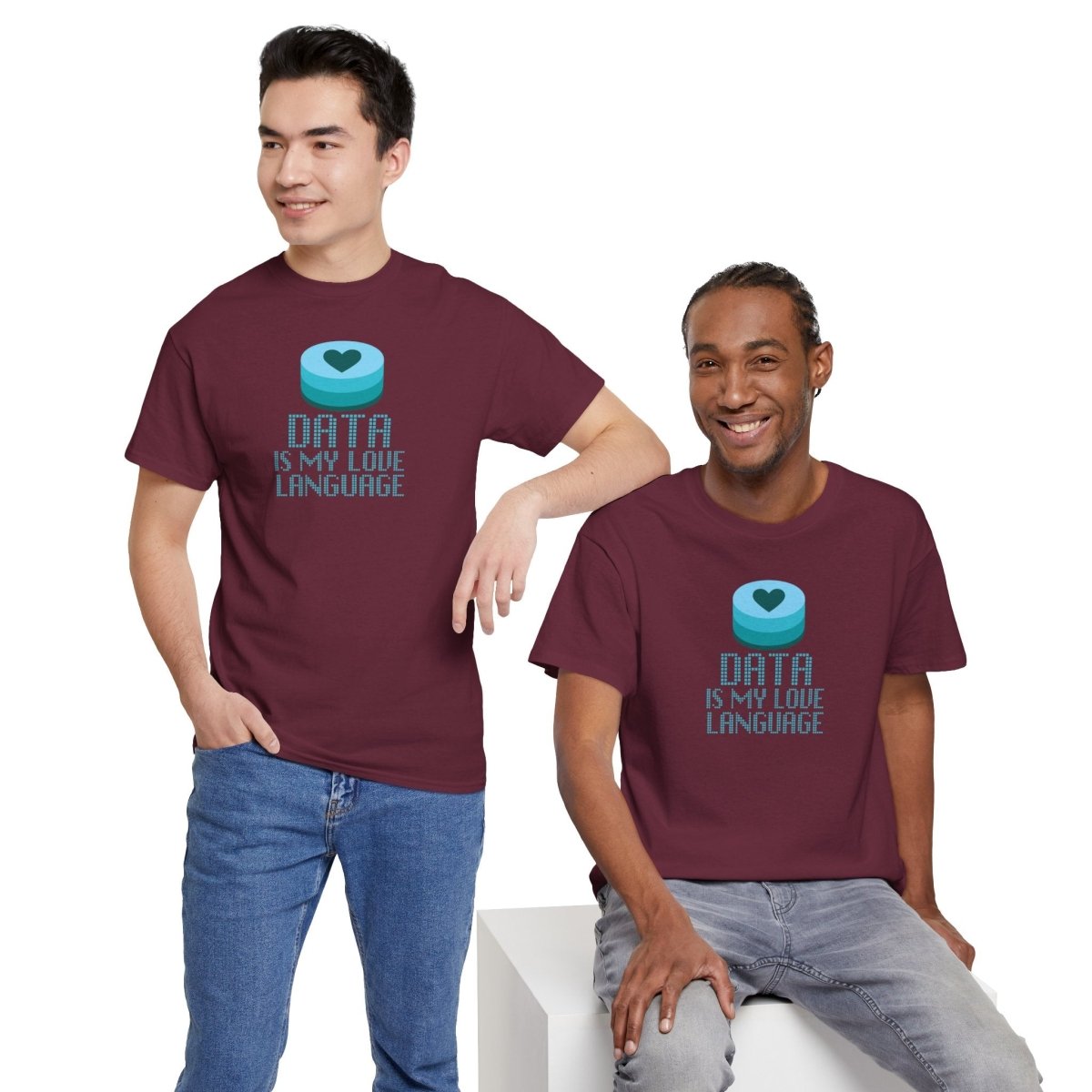 "Data is My Love Language" CW - 4 Casual Unisex Cotton T-Shirt, Tech Enthusiast Gift, Cute Data Lover Apparel, Geeky Gift for Him Her - AI Tee Hero