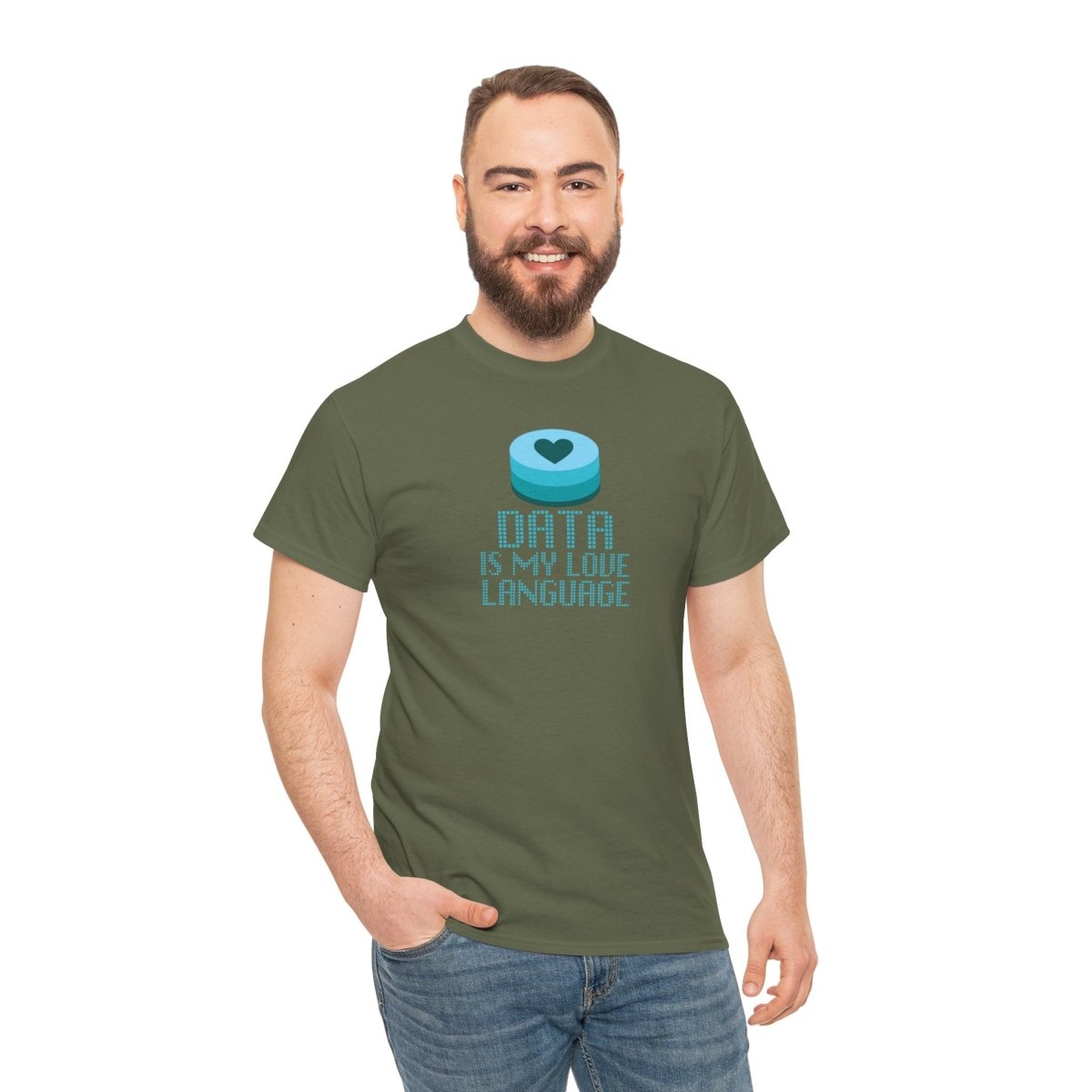 "Data is My Love Language" CW - 4 Casual Unisex Cotton T-Shirt, Tech Enthusiast Gift, Cute Data Lover Apparel, Geeky Gift for Him Her - AI Tee Hero