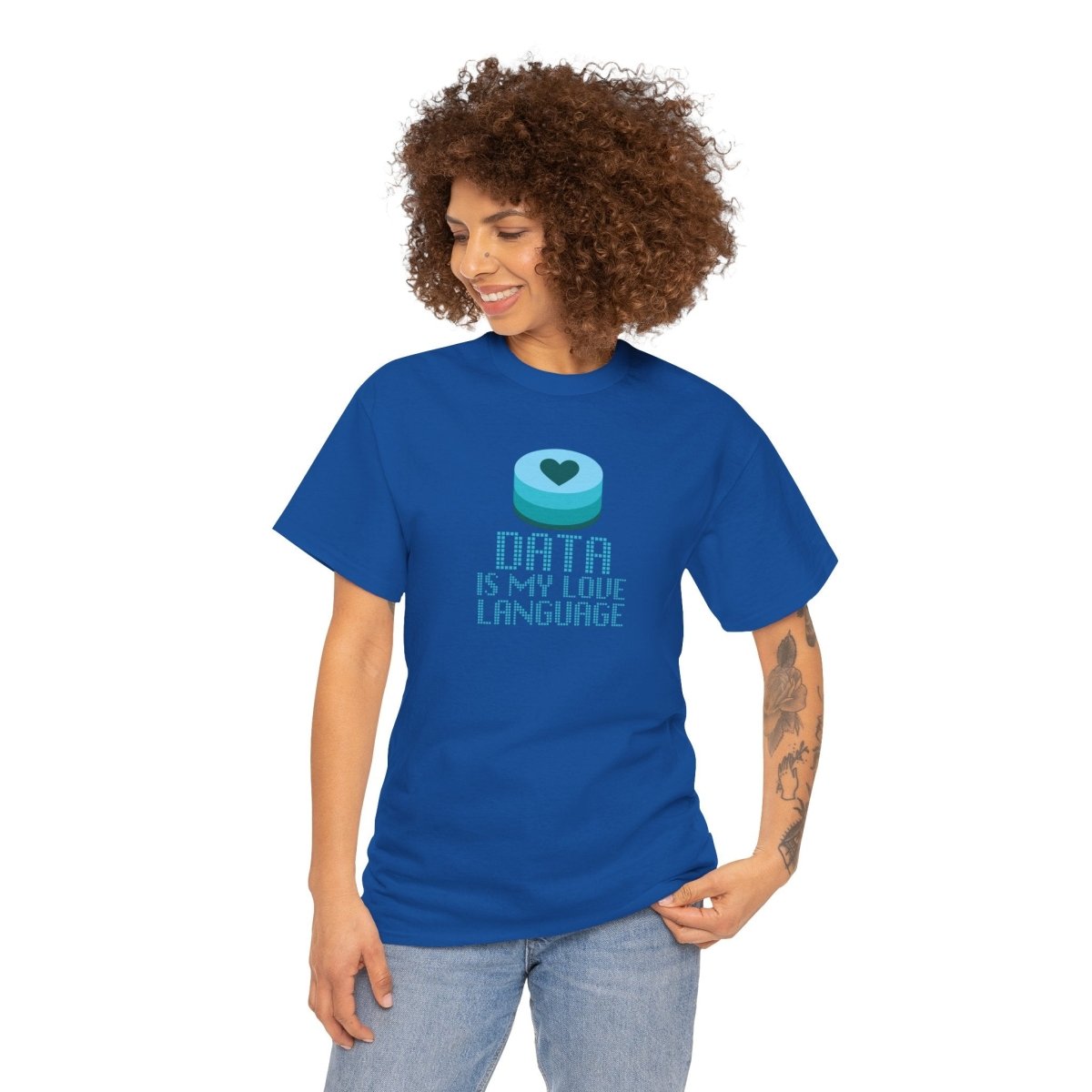 "Data is My Love Language" CW - 4 Casual Unisex Cotton T-Shirt, Tech Enthusiast Gift, Cute Data Lover Apparel, Geeky Gift for Him Her - AI Tee Hero