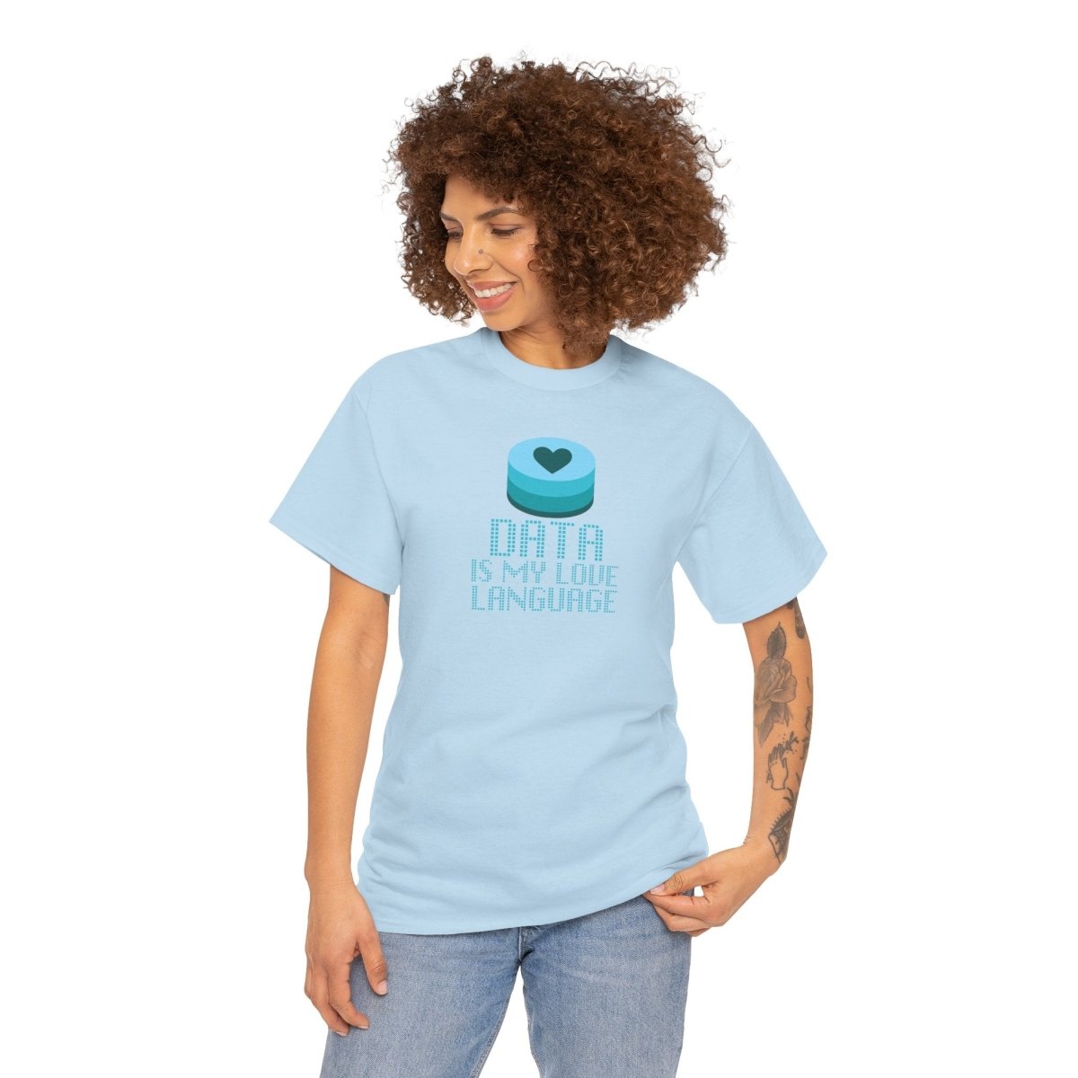 "Data is My Love Language" CW - 4 Casual Unisex Cotton T-Shirt, Tech Enthusiast Gift, Cute Data Lover Apparel, Geeky Gift for Him Her - AI Tee Hero