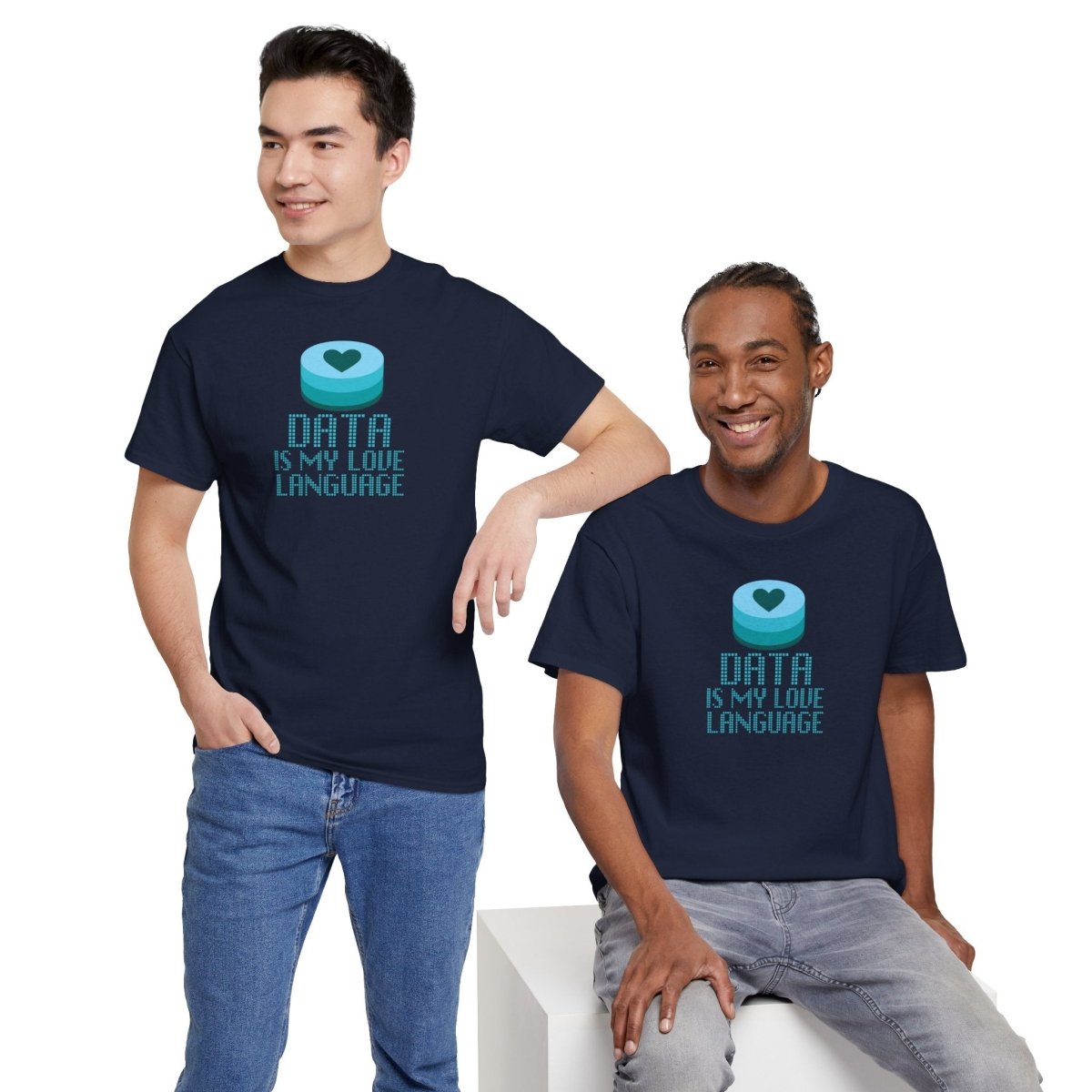 "Data is My Love Language" CW - 4 Casual Unisex Cotton T-Shirt, Tech Enthusiast Gift, Cute Data Lover Apparel, Geeky Gift for Him Her - AI Tee Hero