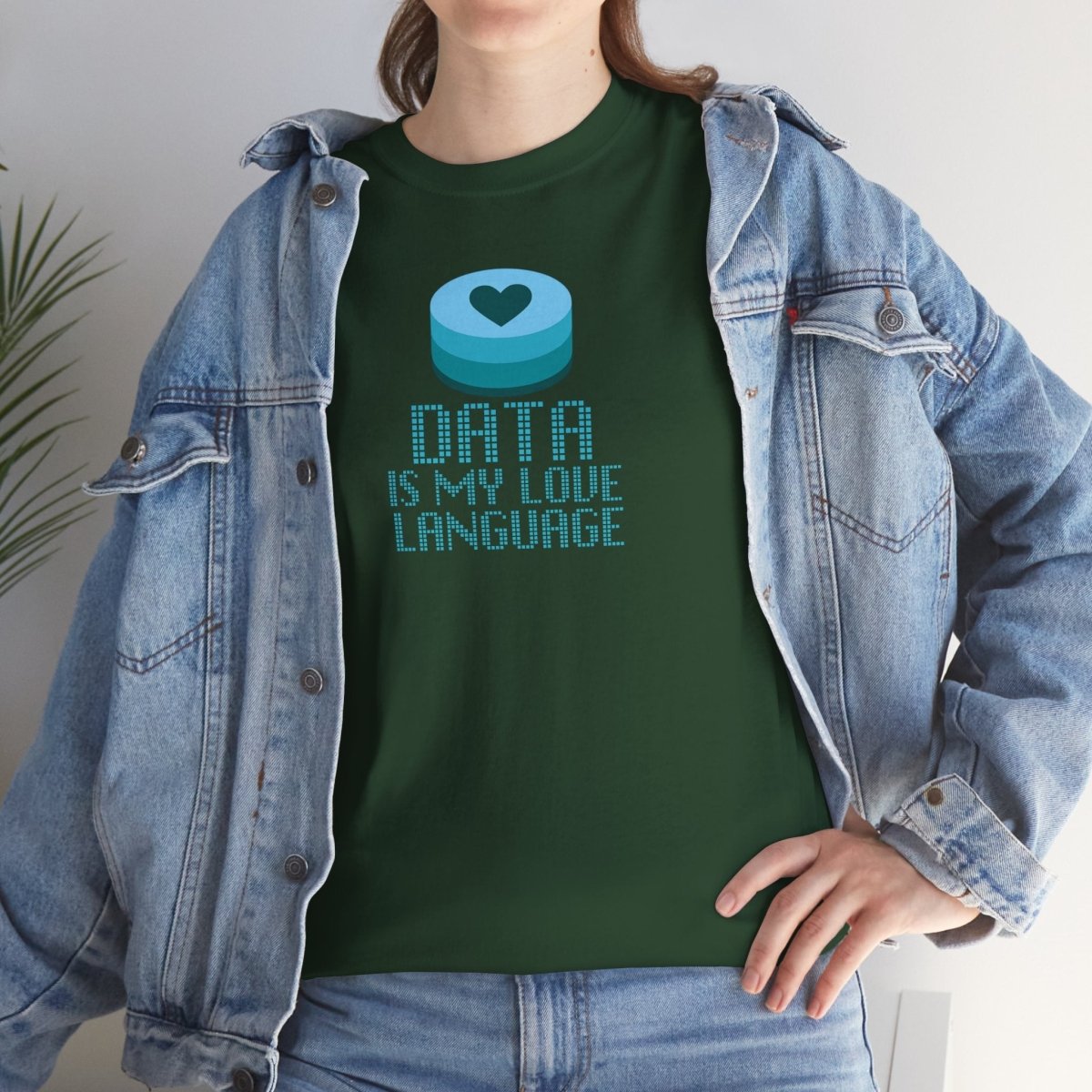 "Data is My Love Language" CW - 4 Casual Unisex Cotton T-Shirt, Tech Enthusiast Gift, Cute Data Lover Apparel, Geeky Gift for Him Her - AI Tee Hero