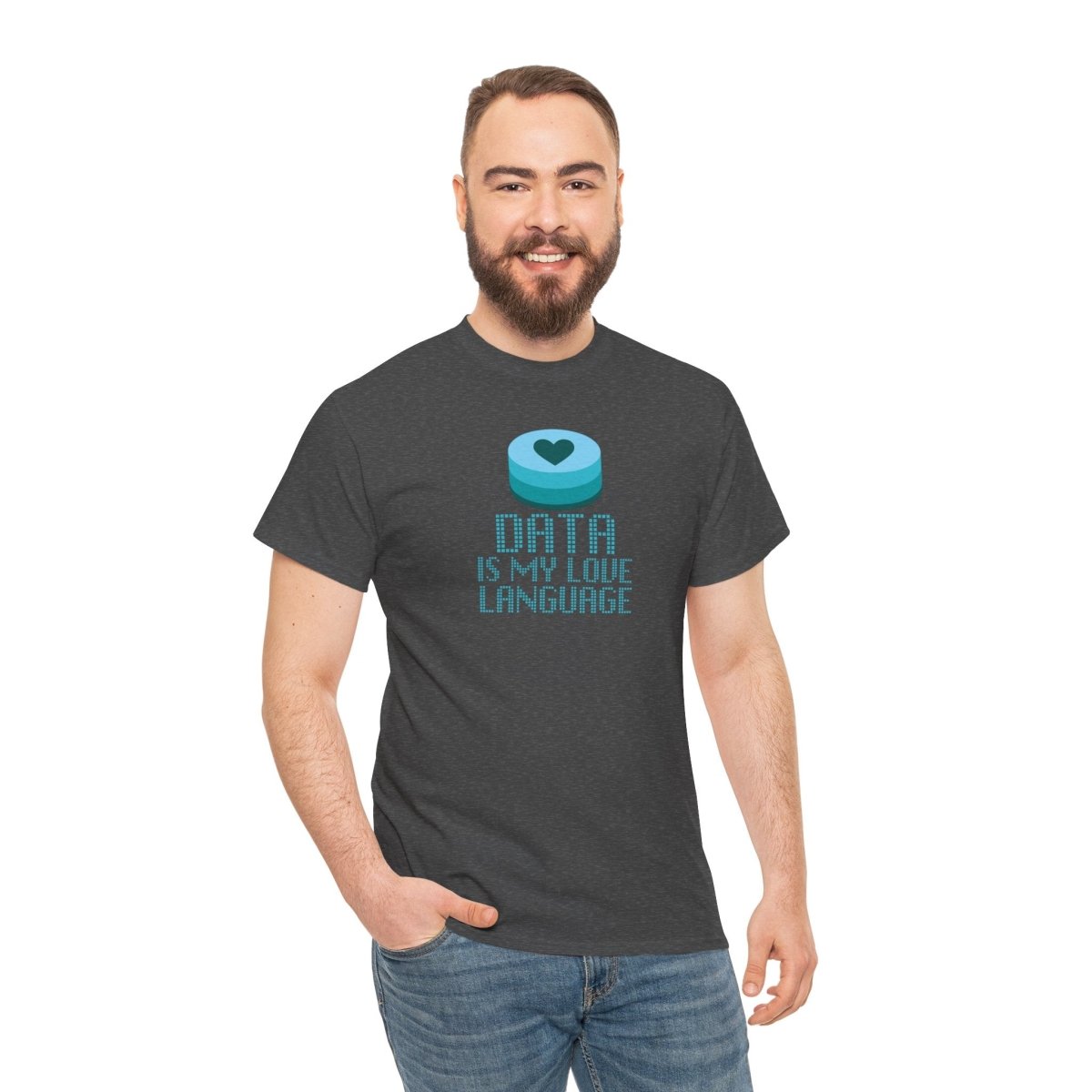 "Data is My Love Language" CW - 4 Casual Unisex Cotton T-Shirt, Tech Enthusiast Gift, Cute Data Lover Apparel, Geeky Gift for Him Her - AI Tee Hero