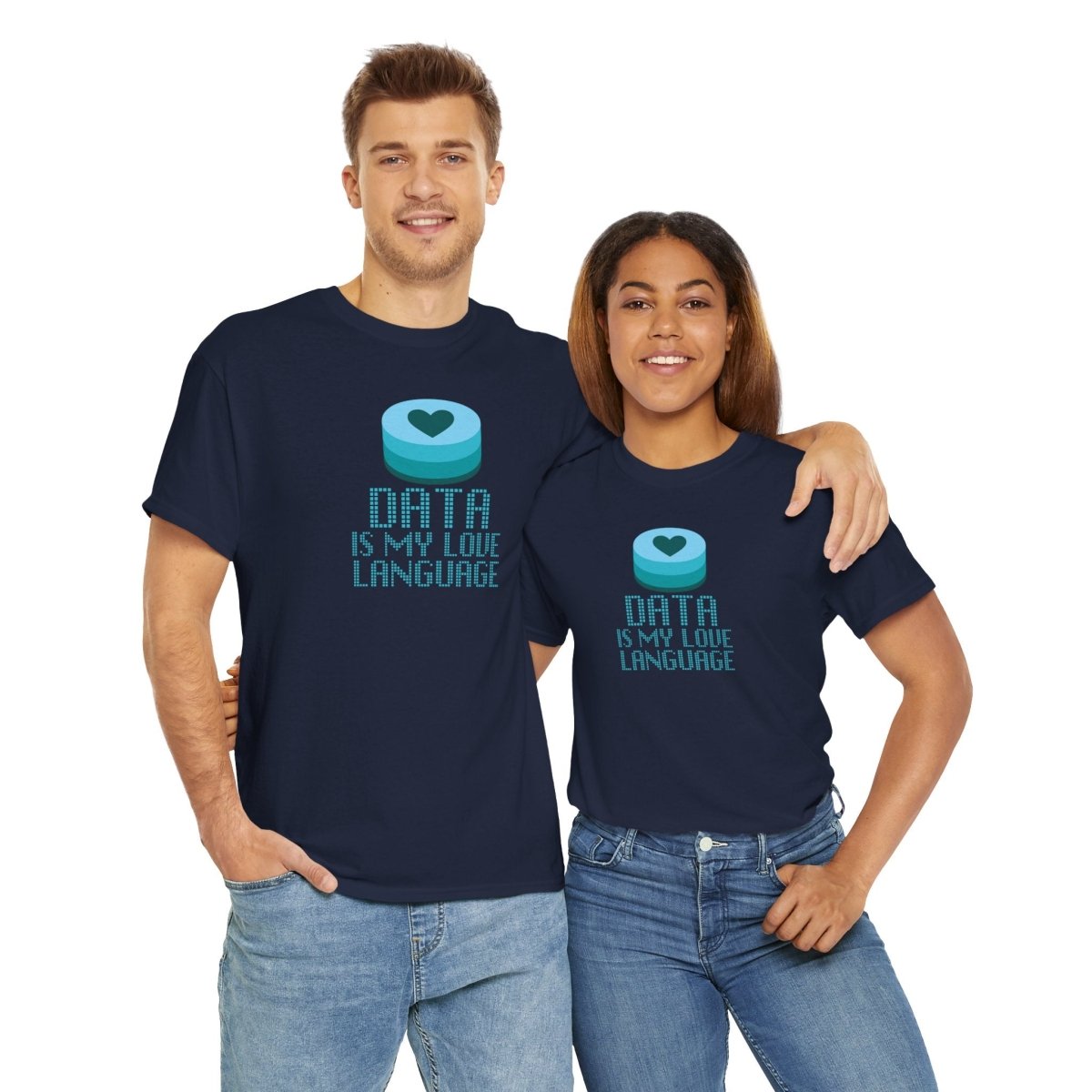 "Data is My Love Language" CW - 4 Casual Unisex Cotton T-Shirt, Tech Enthusiast Gift, Cute Data Lover Apparel, Geeky Gift for Him Her - AI Tee Hero