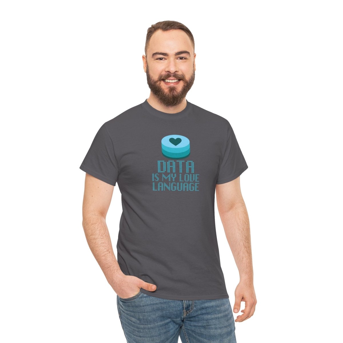 "Data is My Love Language" CW - 4 Casual Unisex Cotton T-Shirt, Tech Enthusiast Gift, Cute Data Lover Apparel, Geeky Gift for Him Her - AI Tee Hero