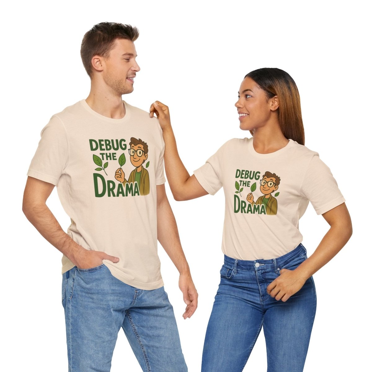 "Debug the Drama" Unisex Short Sleeve Tee, Funny Graphic Tee, Casual Wear, Eco - Friendly Tee, Gift for Plant Lovers, Gift for Friends - MINDSet Collection - AI Tee Hero