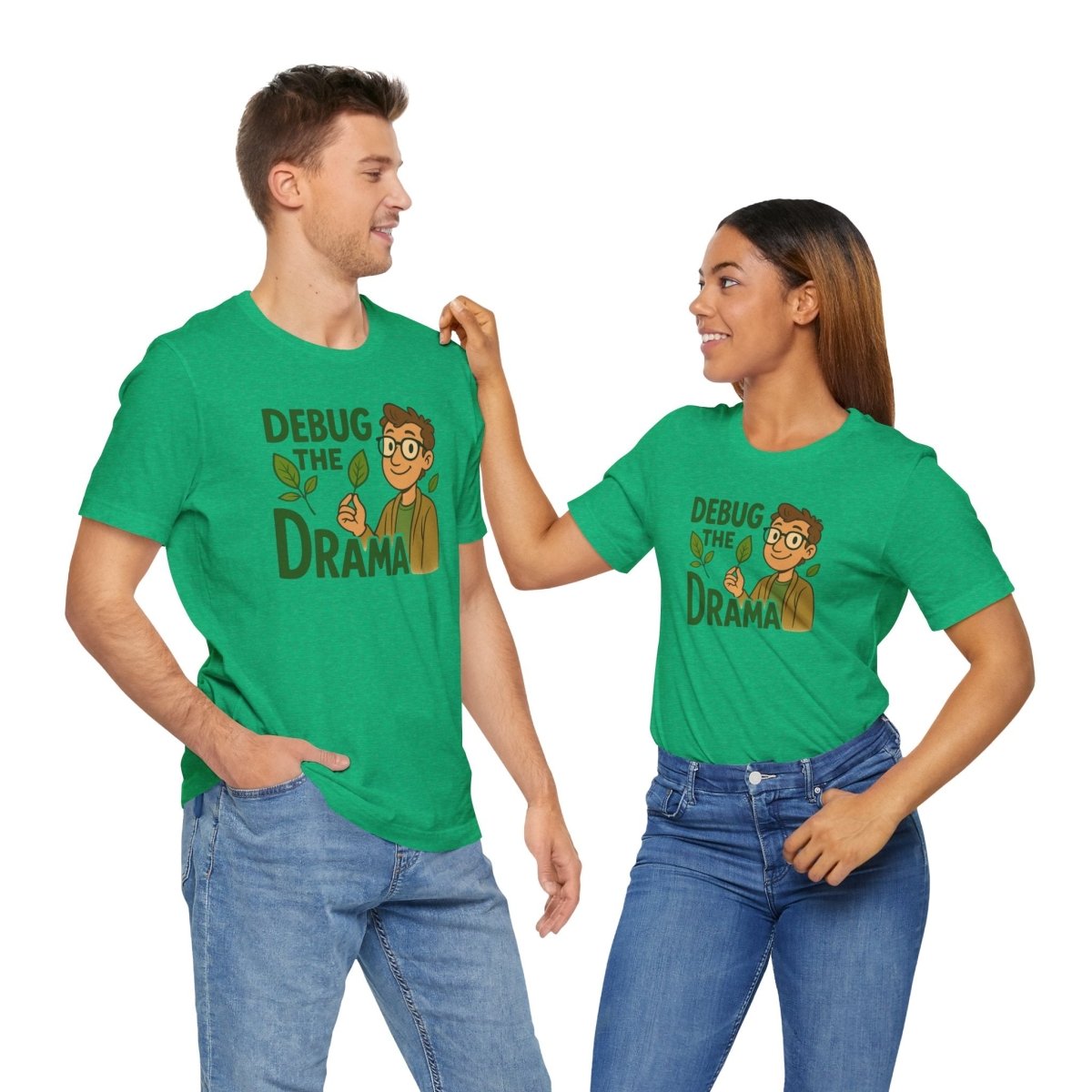 "Debug the Drama" Unisex Short Sleeve Tee, Funny Graphic Tee, Casual Wear, Eco - Friendly Tee, Gift for Plant Lovers, Gift for Friends - MINDSet Collection - AI Tee Hero