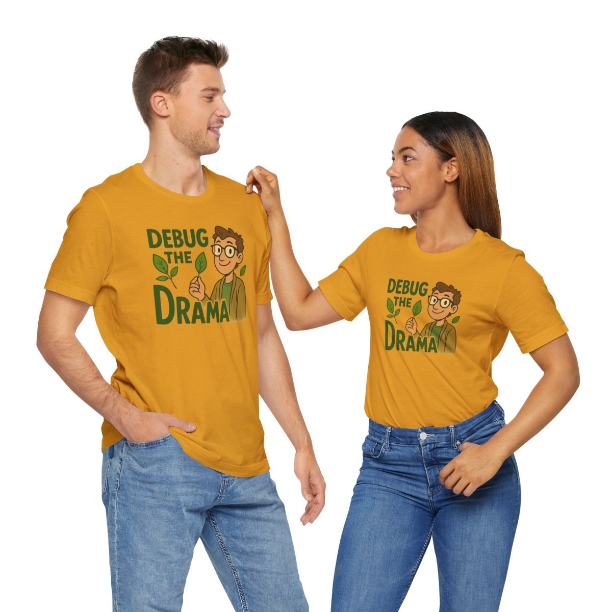 "Debug the Drama" Unisex Short Sleeve Tee, Funny Graphic Tee, Casual Wear, Eco - Friendly Tee, Gift for Plant Lovers, Gift for Friends - MINDSet Collection - AI Tee Hero