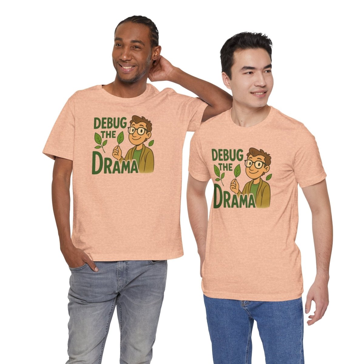 "Debug the Drama" Unisex Short Sleeve Tee, Funny Graphic Tee, Casual Wear, Eco - Friendly Tee, Gift for Plant Lovers, Gift for Friends - MINDSet Collection - AI Tee Hero