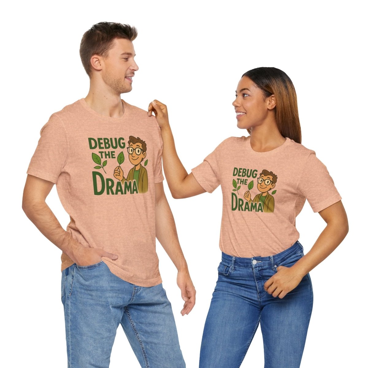 "Debug the Drama" Unisex Short Sleeve Tee, Funny Graphic Tee, Casual Wear, Eco - Friendly Tee, Gift for Plant Lovers, Gift for Friends - MINDSet Collection - AI Tee Hero