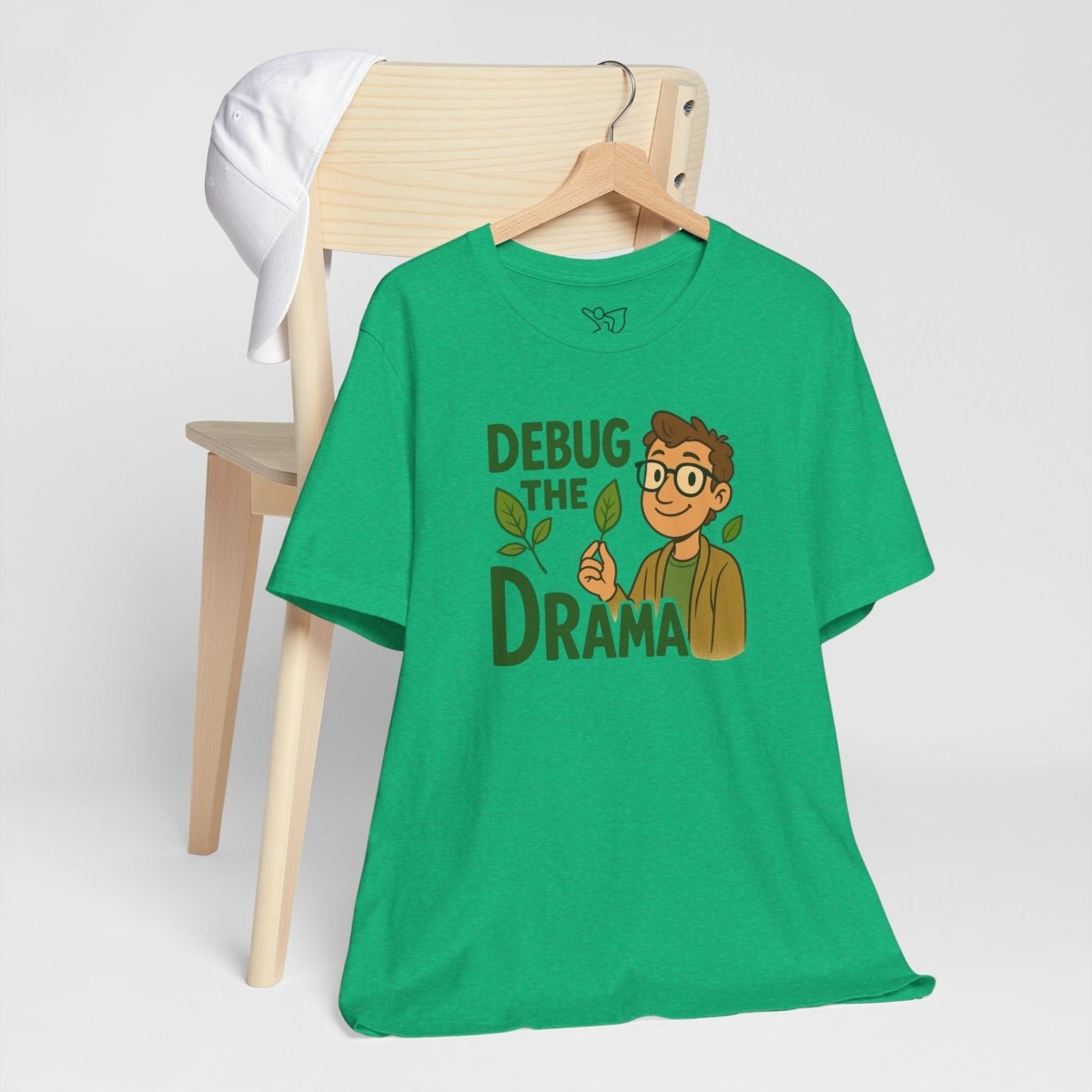 "Debug the Drama" Unisex Short Sleeve Tee, Funny Graphic Tee, Casual Wear, Eco - Friendly Tee, Gift for Plant Lovers, Gift for Friends - MINDSet Collection - AI Tee Hero