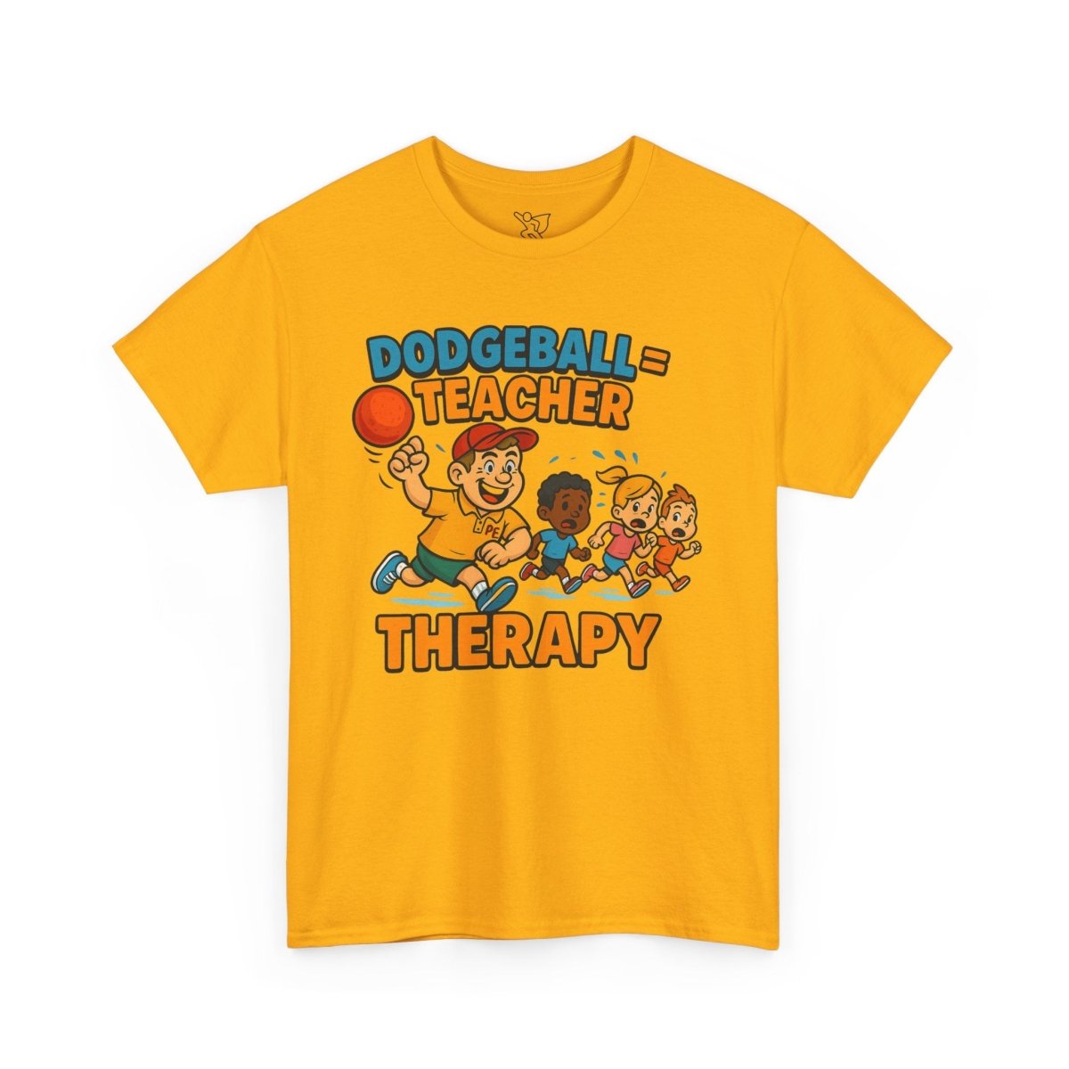 "Dodgeball = Teacher Therapy" Energetic P.E. Teacher Tee, Unisex Cotton Shirt, Fun Sports Apparel, Gift for Coaches, Back - to - School - AI Tee Hero