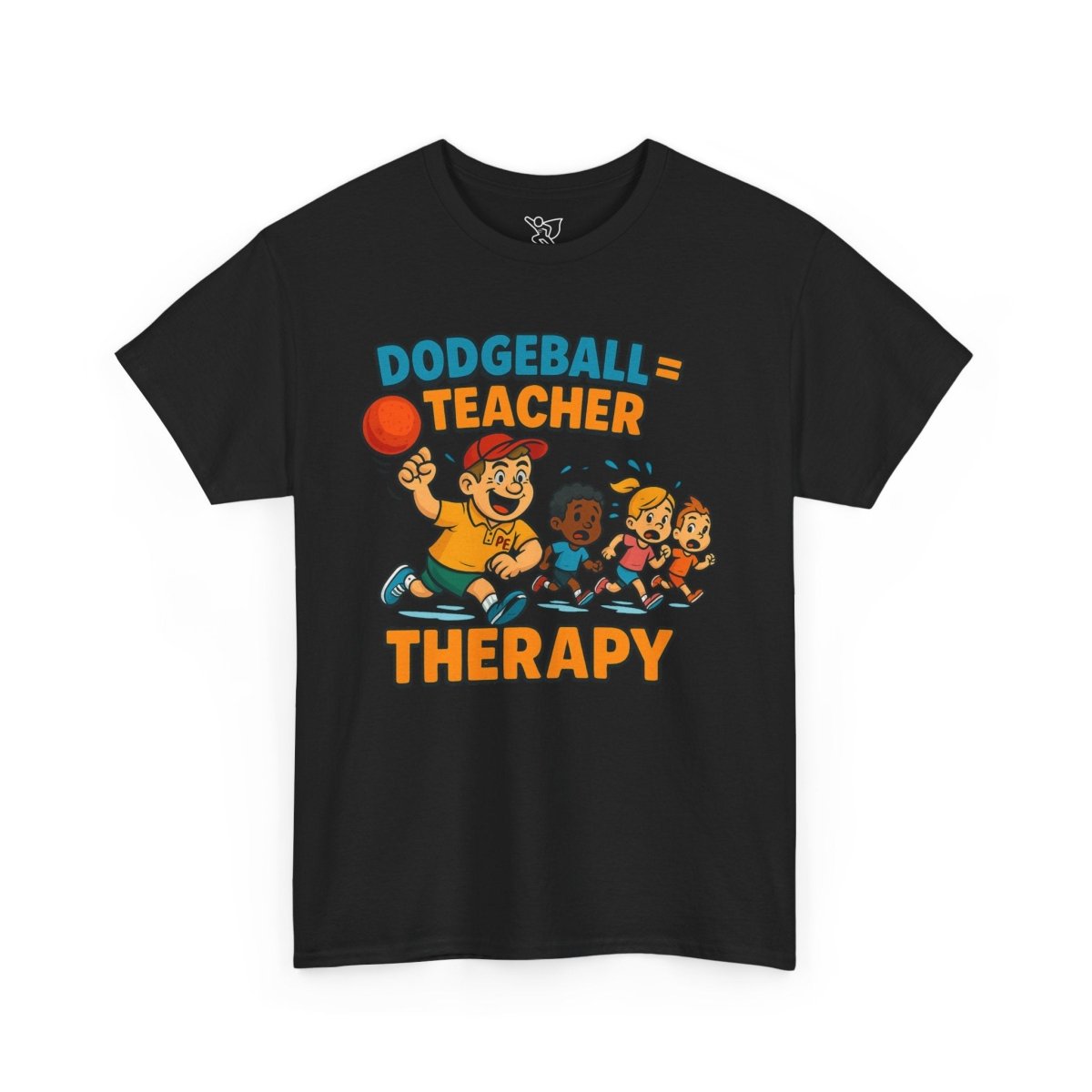 "Dodgeball = Teacher Therapy" Energetic P.E. Teacher Tee, Unisex Cotton Shirt, Fun Sports Apparel, Gift for Coaches, Back - to - School - AI Tee Hero