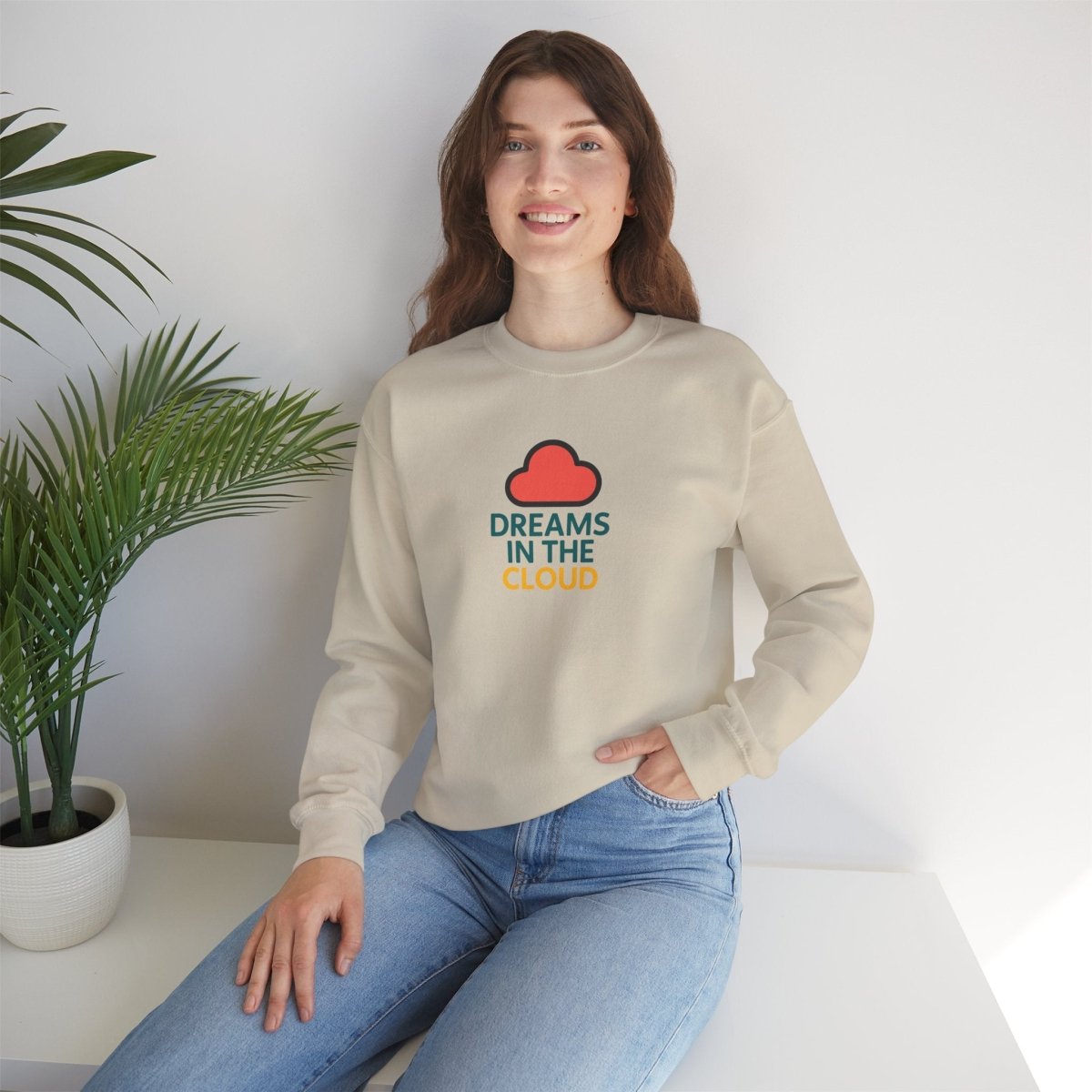 "Dreams in the Cloud" Sweatshirt, Cozy Unisex Crewneck, Comfortable Gift for Dreamers, Everyday Wear, Casual Style - AI Tee Hero