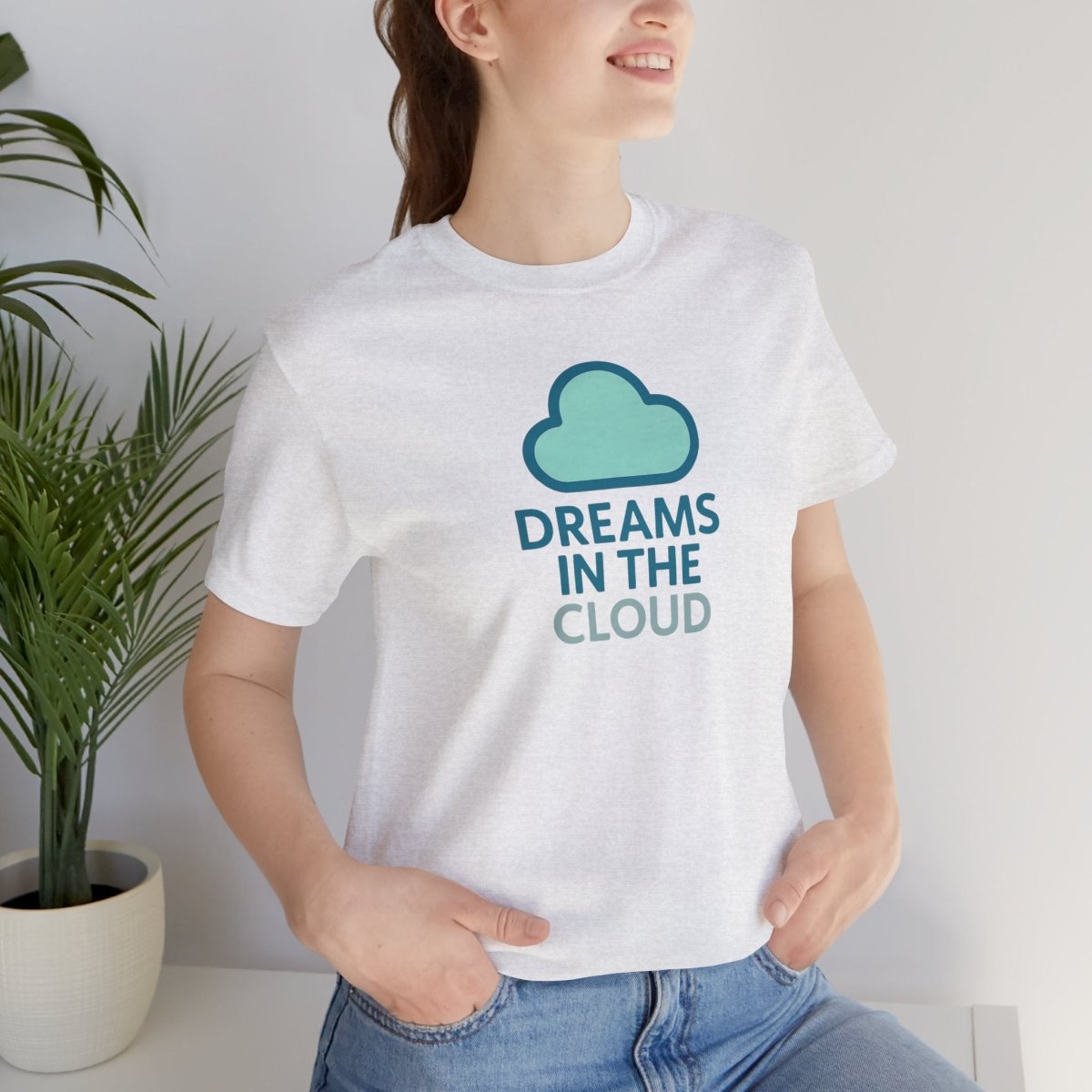 "Dreams in the Cloud" Unisex Tee, Cozy Cloud T-Shirt, Motivational Short Sleeve Shirt, Birthday Gift, Dreamy Casual Wear - AI Tee Hero