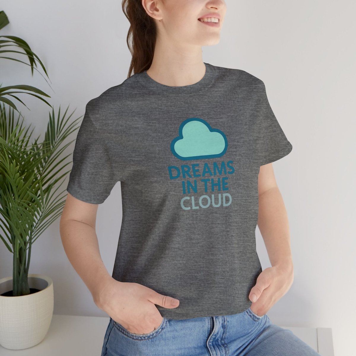 "Dreams in the Cloud" Unisex Tee, Cozy Cloud T-Shirt, Motivational Short Sleeve Shirt, Birthday Gift, Dreamy Casual Wear - AI Tee Hero