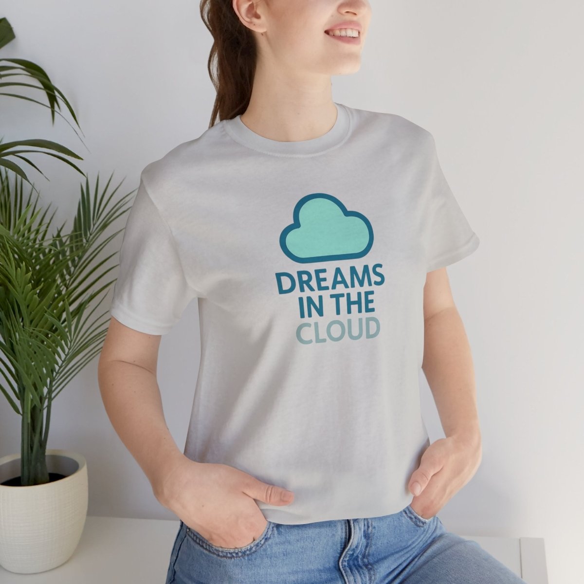 "Dreams in the Cloud" Unisex Tee, Cozy Cloud T-Shirt, Motivational Short Sleeve Shirt, Birthday Gift, Dreamy Casual Wear - AI Tee Hero