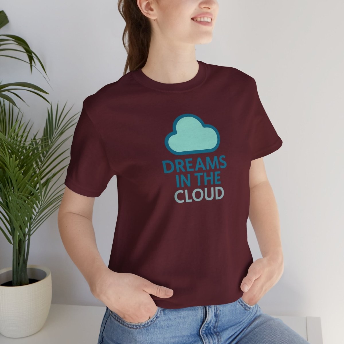 "Dreams in the Cloud" Unisex Tee, Cozy Cloud T-Shirt, Motivational Short Sleeve Shirt, Birthday Gift, Dreamy Casual Wear - AI Tee Hero