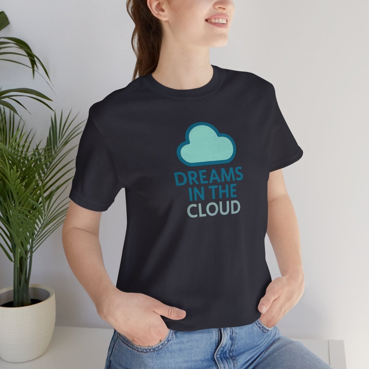 "Dreams in the Cloud" Unisex Tee, Cozy Cloud T-Shirt, Motivational Short Sleeve Shirt, Birthday Gift, Dreamy Casual Wear - AI Tee Hero