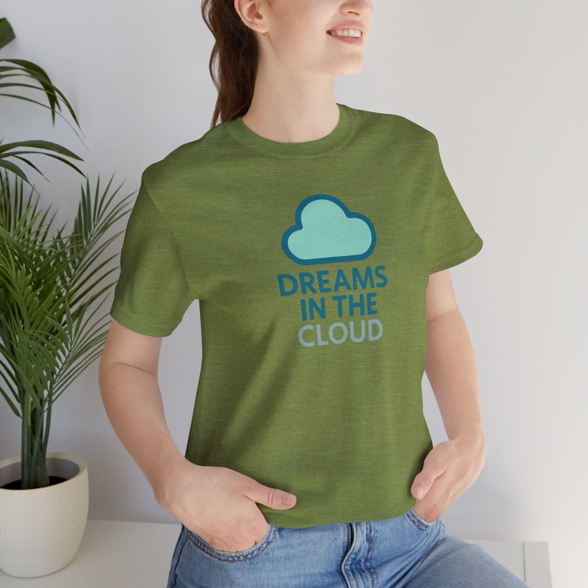 "Dreams in the Cloud" Unisex Tee, Cozy Cloud T-Shirt, Motivational Short Sleeve Shirt, Birthday Gift, Dreamy Casual Wear - AI Tee Hero