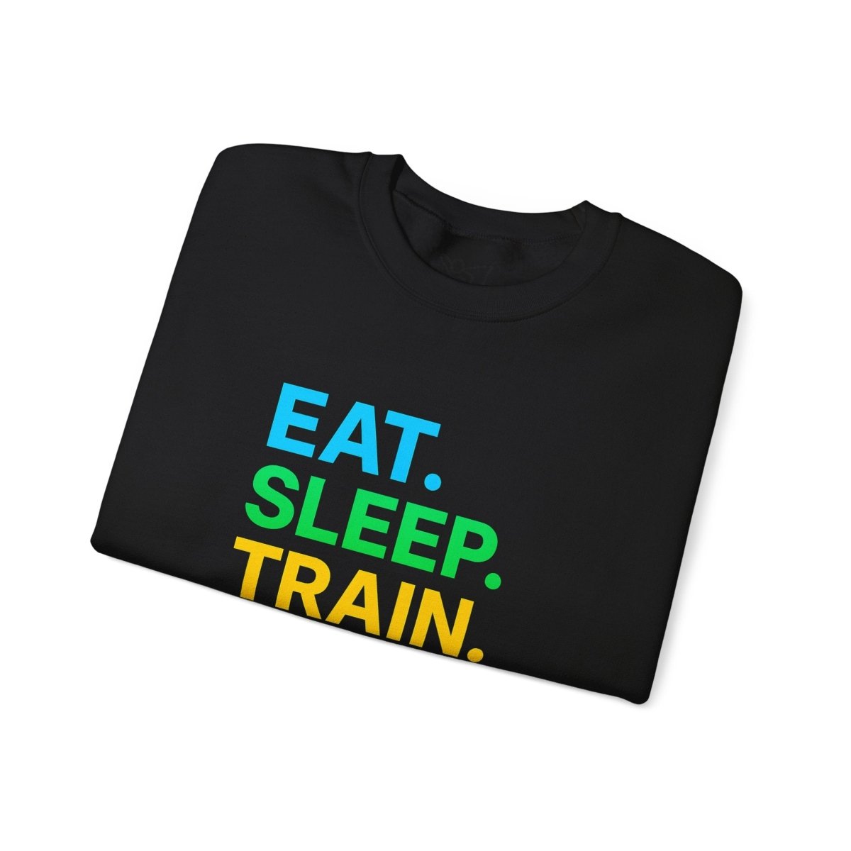 "EAT.SLEEP.TRAIN.REPEAT." Fitness Crewneck Sweatshirt - Ideal for Gym Lovers, Athletes, Workout Gear, Gift Idea for Health Buff MINDSet - AI Tee Hero