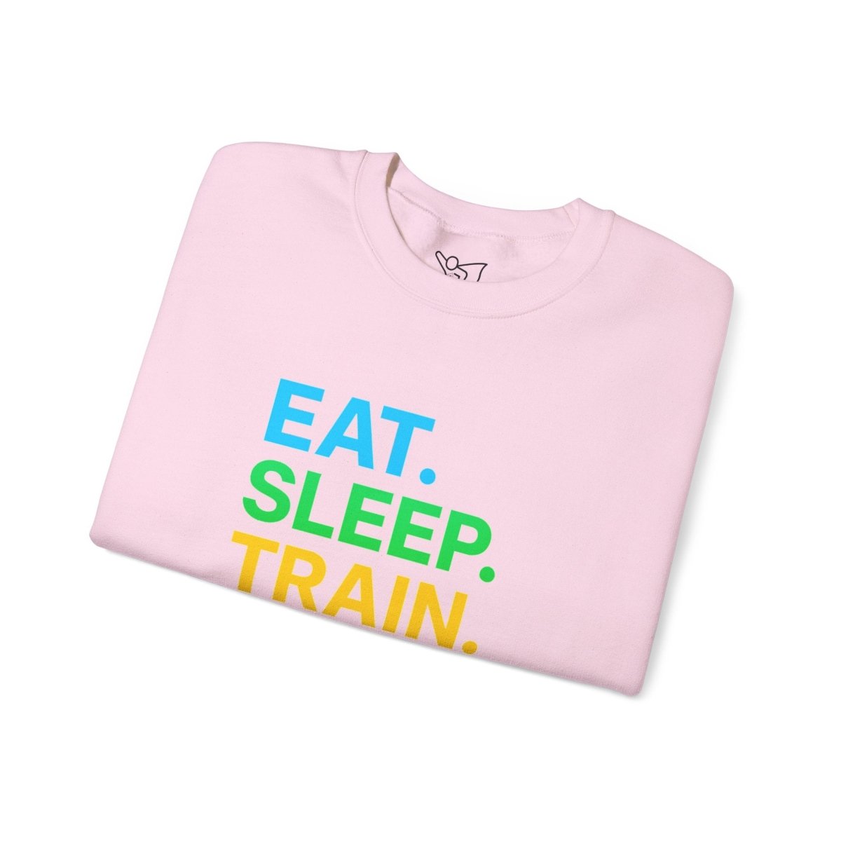"EAT.SLEEP.TRAIN.REPEAT." Fitness Crewneck Sweatshirt - Ideal for Gym Lovers, Athletes, Workout Gear, Gift Idea for Health Buff MINDSet - AI Tee Hero