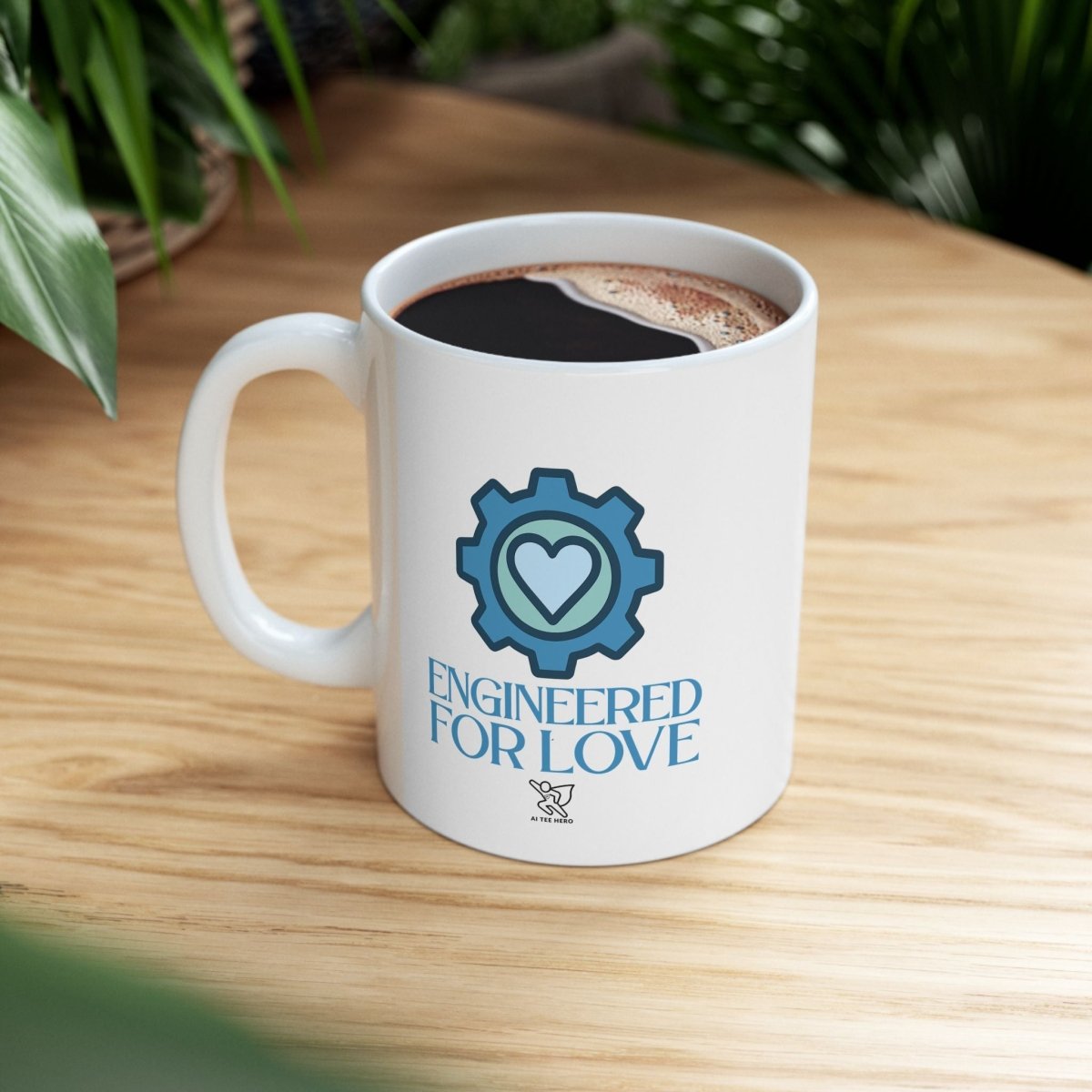 "Engineered for Love" Ceramic Mug - Coffee Lover's Gift, Personalized Drinkware, Customized Latte Cup, Unique Holiday Present, Tea [...] - AI Tee Hero