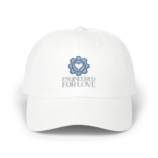 "Engineered for Love" Dad Cap, Casual Dad Hat, Father's Day Gift, Unisex Cap, Everyday Style, Cute Dad Accessory - AI Tee Hero