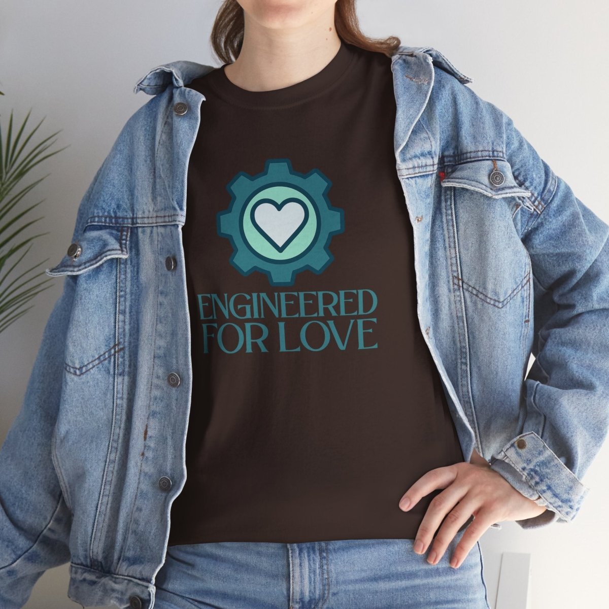 "Engineered for Love" Unisex Heavy Cotton Tee, Gift for Him/Her, Valentine's Day Shirt, Casual Wear CW - 1 Teal - AI Tee Hero