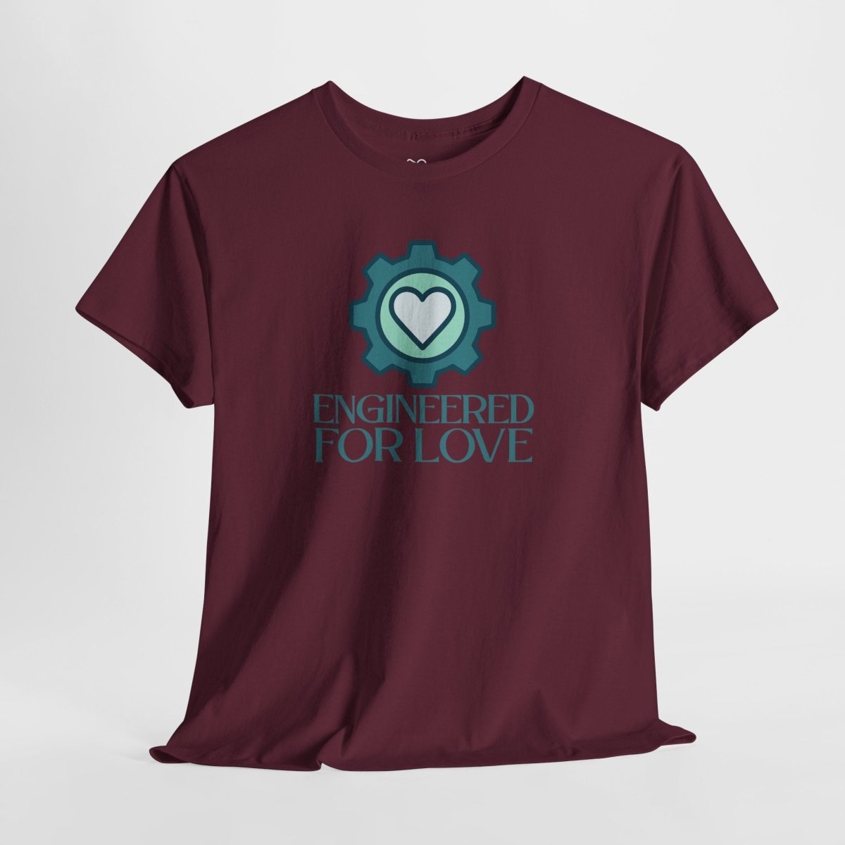 "Engineered for Love" Unisex Heavy Cotton Tee, Gift for Him/Her, Valentine's Day Shirt, Casual Wear CW - 1 Teal - AI Tee Hero