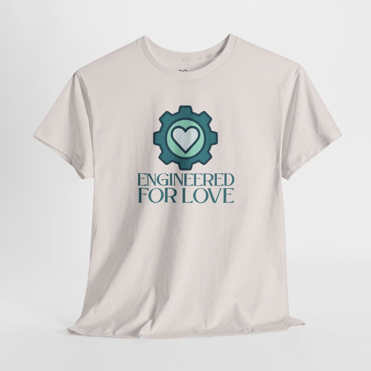 "Engineered for Love" Unisex Heavy Cotton Tee, Gift for Him/Her, Valentine's Day Shirt, Casual Wear CW - 1 Teal - AI Tee Hero