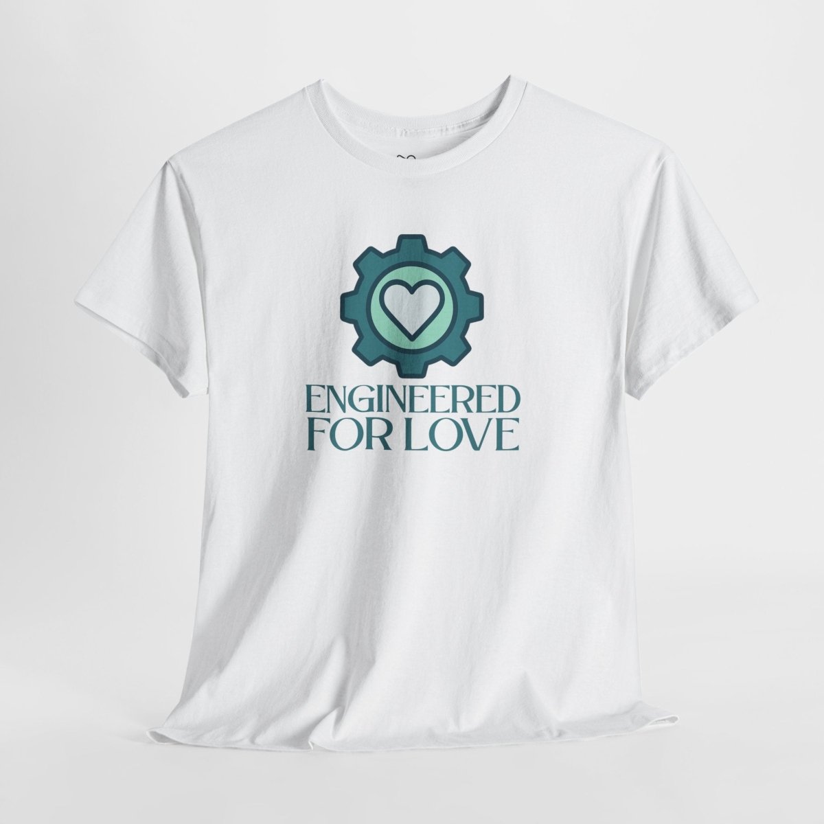 "Engineered for Love" Unisex Heavy Cotton Tee, Gift for Him/Her, Valentine's Day Shirt, Casual Wear CW - 1 Teal - AI Tee Hero