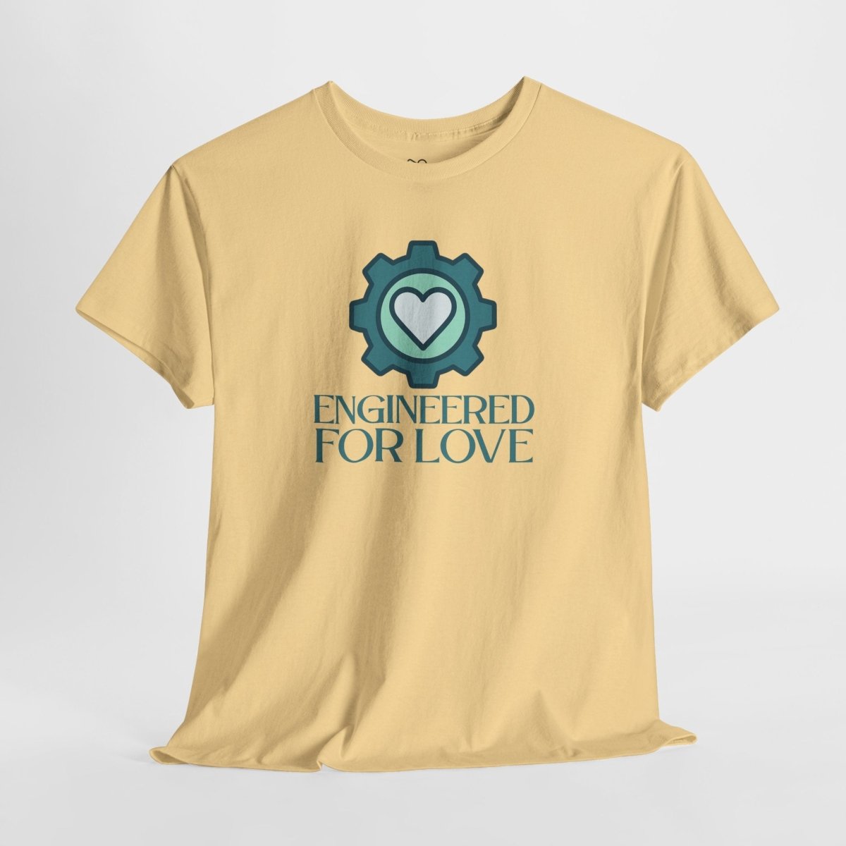 "Engineered for Love" Unisex Heavy Cotton Tee, Gift for Him/Her, Valentine's Day Shirt, Casual Wear CW - 1 Teal - AI Tee Hero
