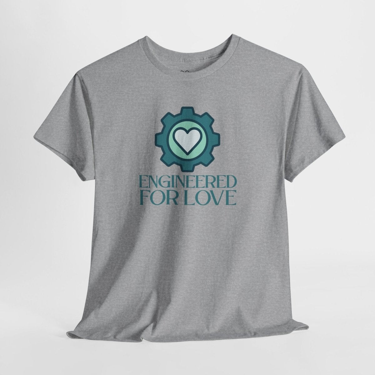"Engineered for Love" Unisex Heavy Cotton Tee, Gift for Him/Her, Valentine's Day Shirt, Casual Wear CW - 1 Teal - AI Tee Hero