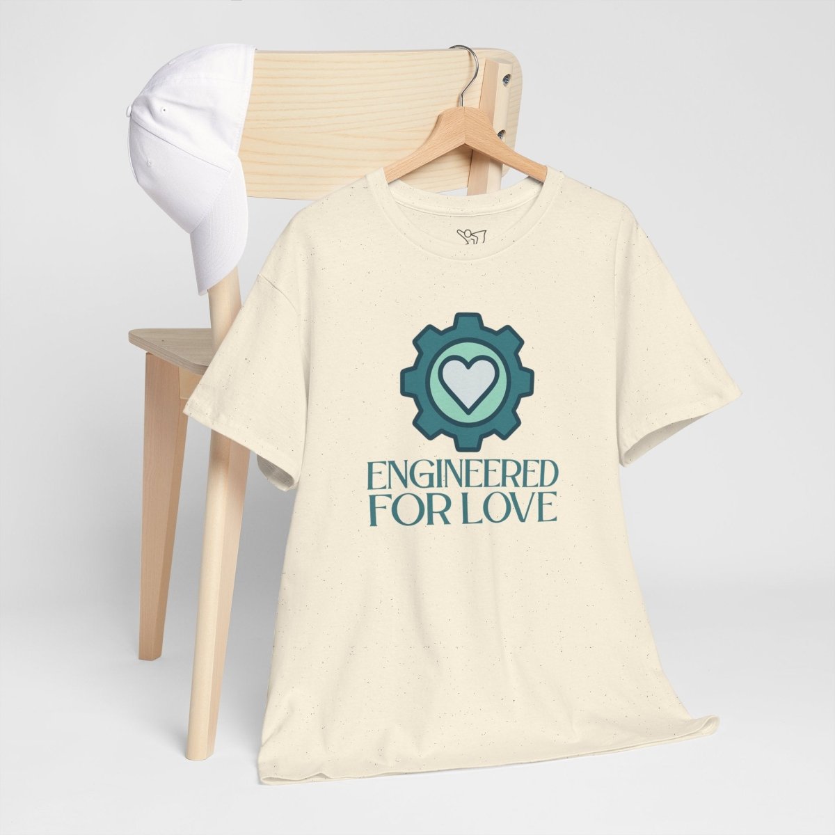 "Engineered for Love" Unisex Heavy Cotton Tee, Gift for Him/Her, Valentine's Day Shirt, Casual Wear CW - 1 Teal - AI Tee Hero