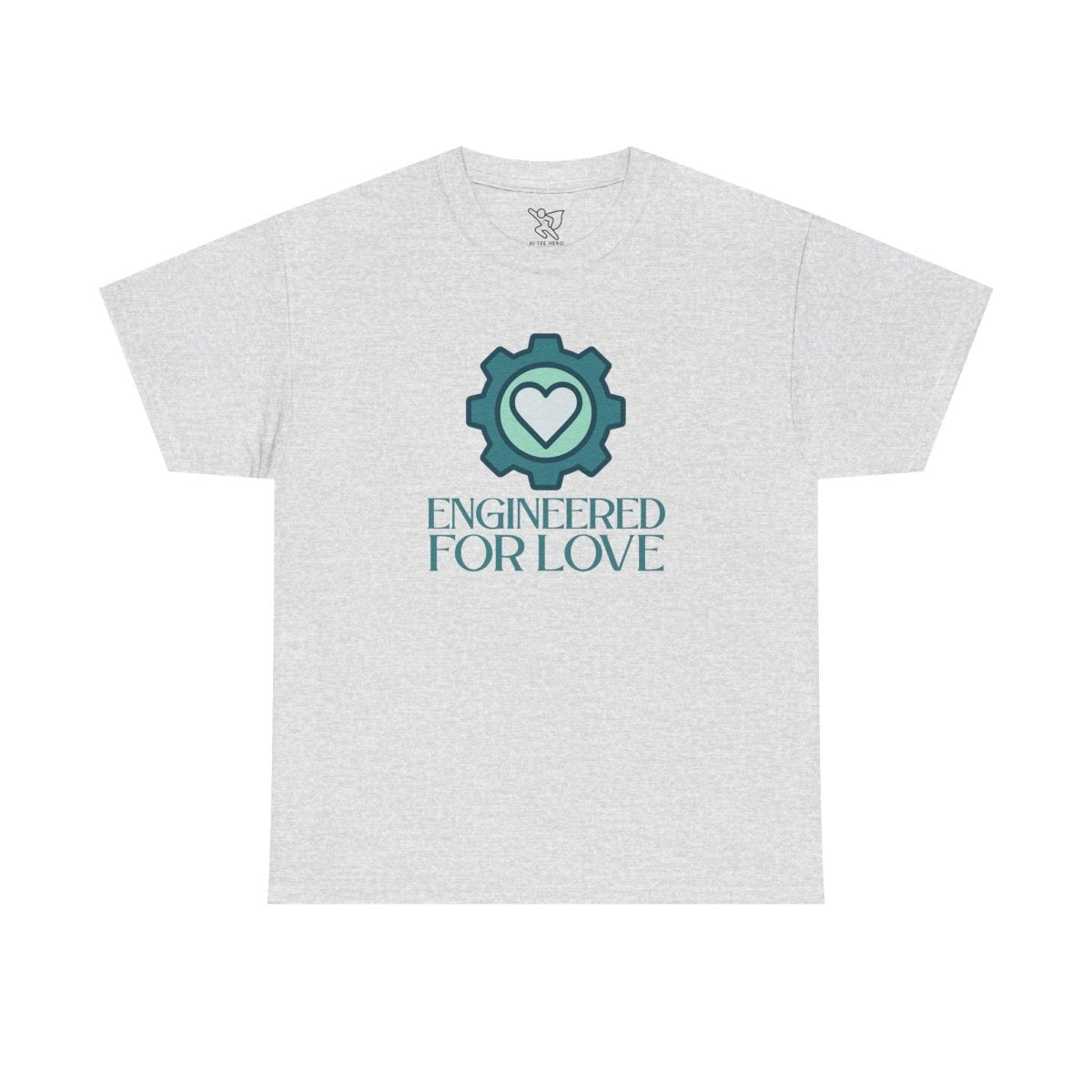 "Engineered for Love" Unisex Heavy Cotton Tee, Gift for Him/Her, Valentine's Day Shirt, Casual Wear CW - 1 Teal - AI Tee Hero