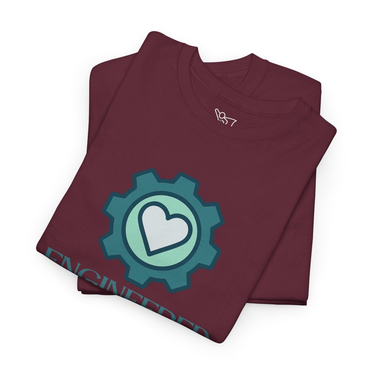 "Engineered for Love" Unisex Heavy Cotton Tee, Gift for Him/Her, Valentine's Day Shirt, Casual Wear CW - 1 Teal - AI Tee Hero