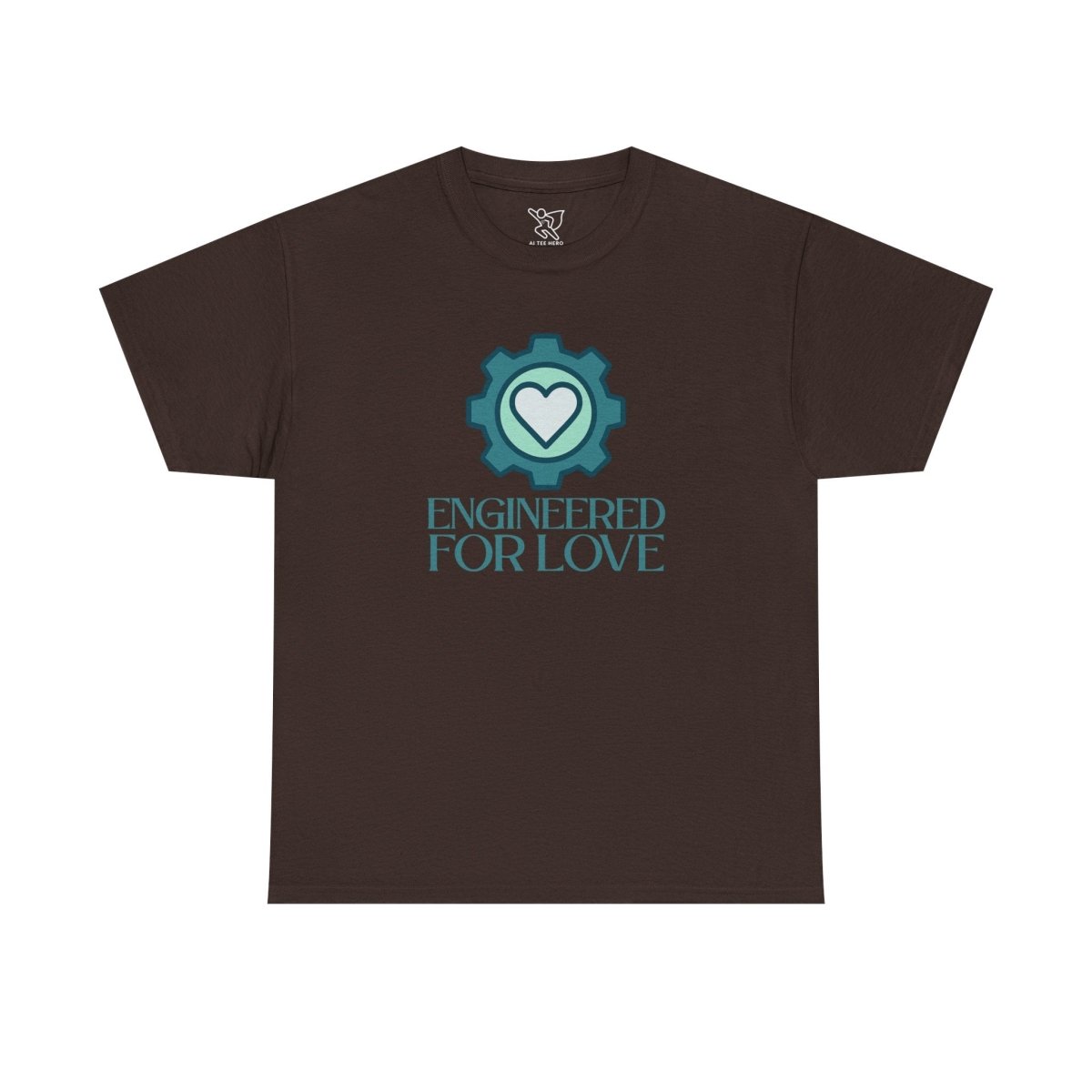 "Engineered for Love" Unisex Heavy Cotton Tee, Gift for Him/Her, Valentine's Day Shirt, Casual Wear CW - 1 Teal - AI Tee Hero