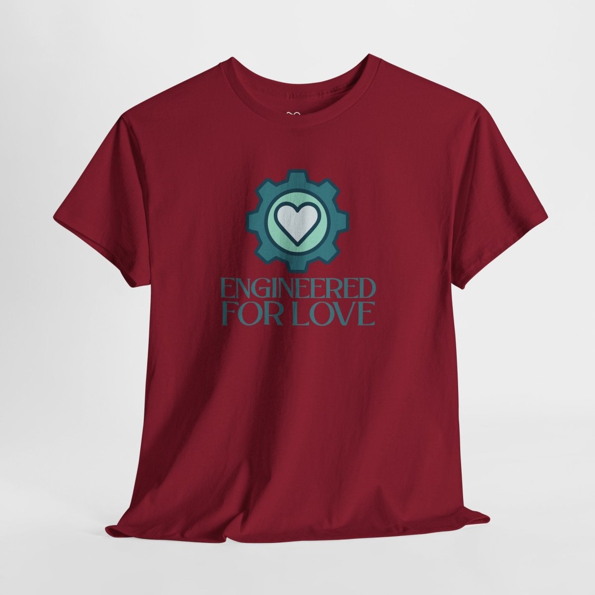 "Engineered for Love" Unisex Heavy Cotton Tee, Gift for Him/Her, Valentine's Day Shirt, Casual Wear CW - 1 Teal - AI Tee Hero