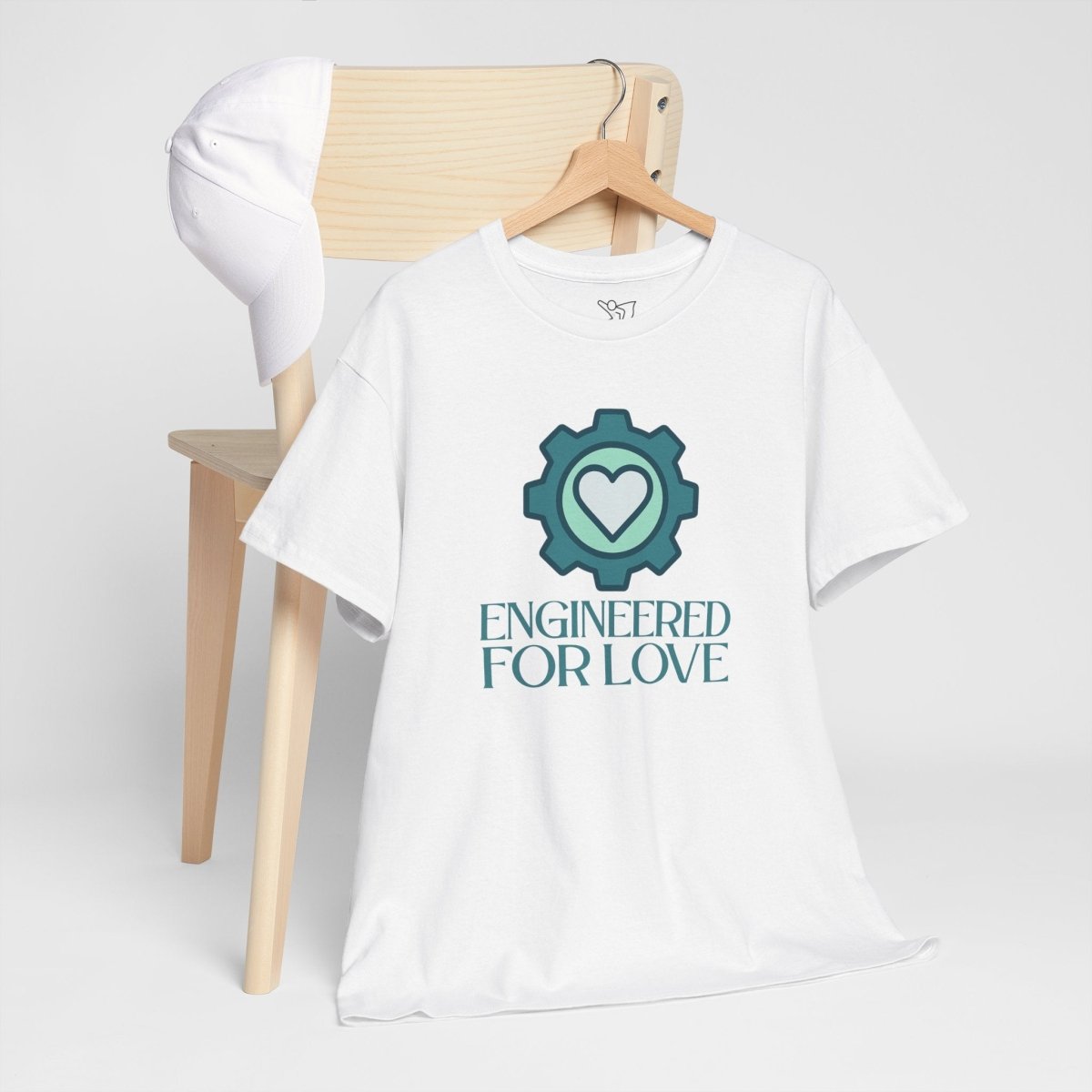 "Engineered for Love" Unisex Heavy Cotton Tee, Gift for Him/Her, Valentine's Day Shirt, Casual Wear CW - 1 Teal - AI Tee Hero