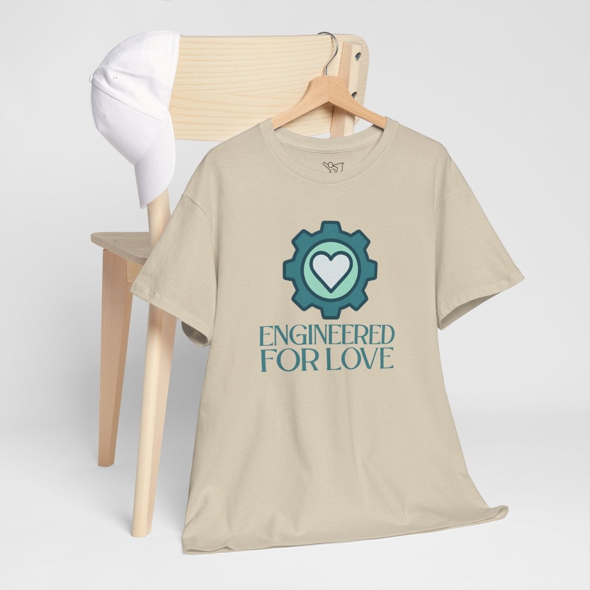 "Engineered for Love" Unisex Heavy Cotton Tee, Gift for Him/Her, Valentine's Day Shirt, Casual Wear CW - 1 Teal - AI Tee Hero
