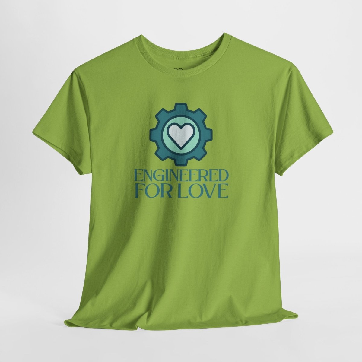 "Engineered for Love" Unisex Heavy Cotton Tee, Gift for Him/Her, Valentine's Day Shirt, Casual Wear CW - 1 Teal - AI Tee Hero