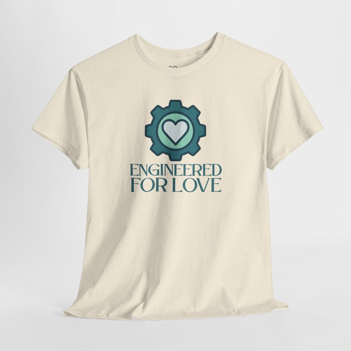 "Engineered for Love" Unisex Heavy Cotton Tee, Gift for Him/Her, Valentine's Day Shirt, Casual Wear CW - 1 Teal - AI Tee Hero