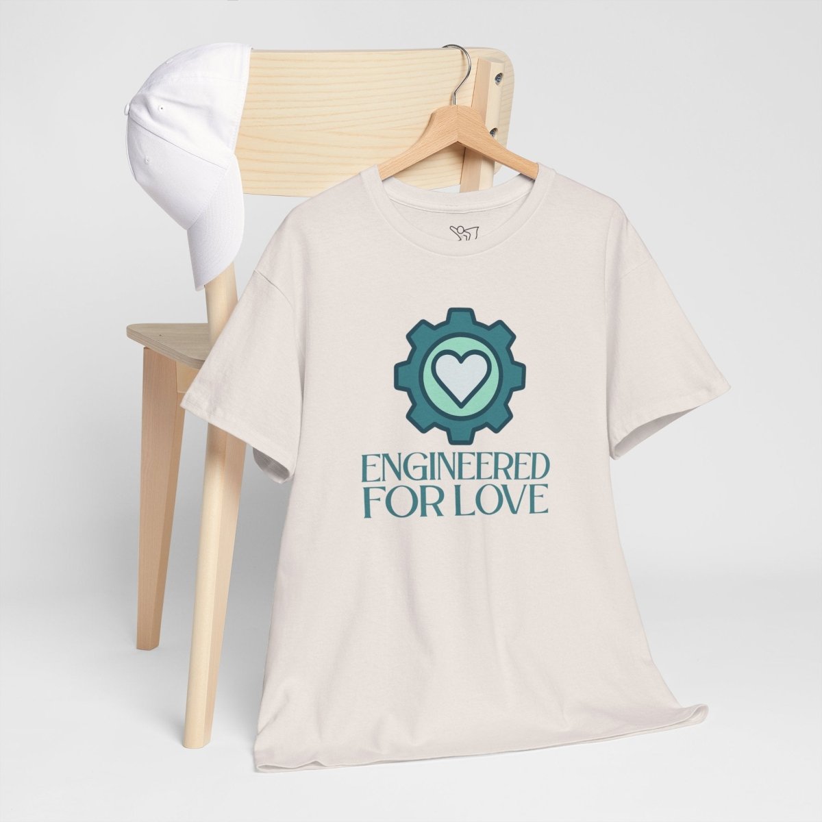 "Engineered for Love" Unisex Heavy Cotton Tee, Gift for Him/Her, Valentine's Day Shirt, Casual Wear CW - 1 Teal - AI Tee Hero
